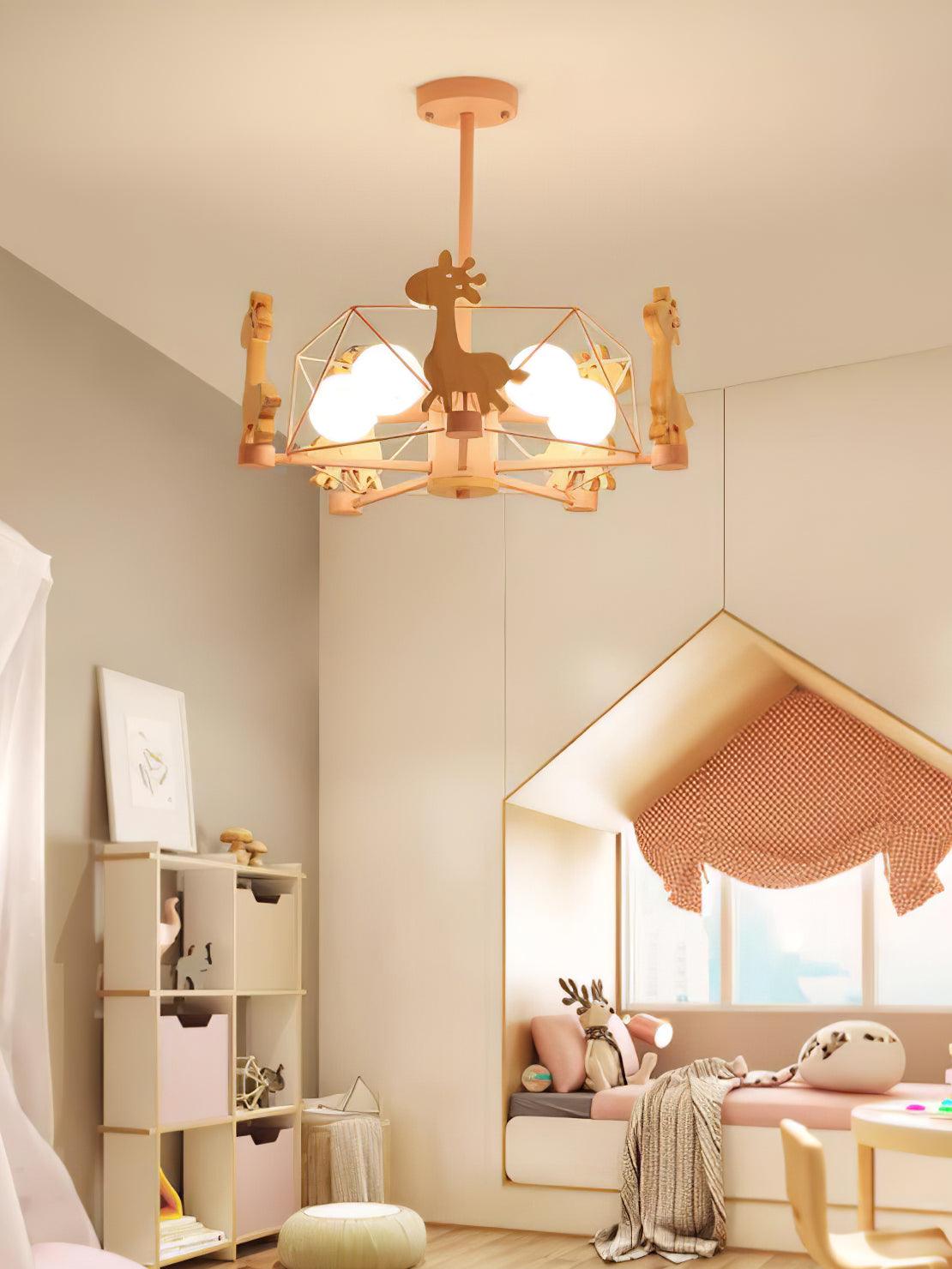 Lovely Deer Wooden Chandelier - Cueteks