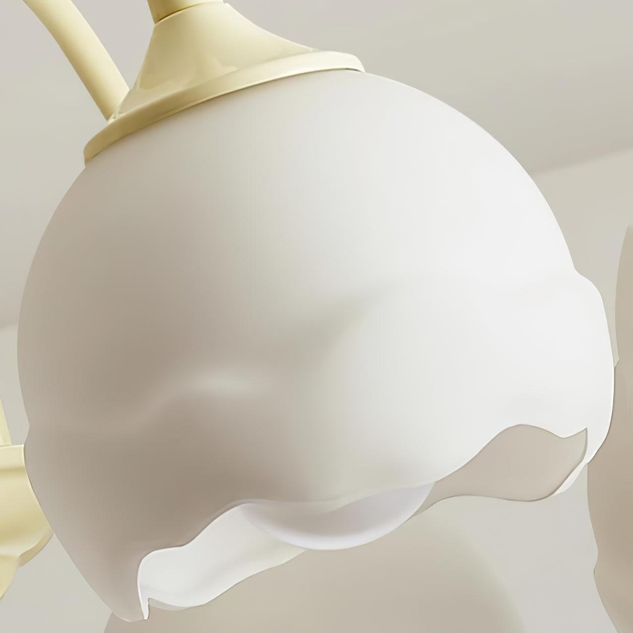 Creamy chandelier with white glass shades