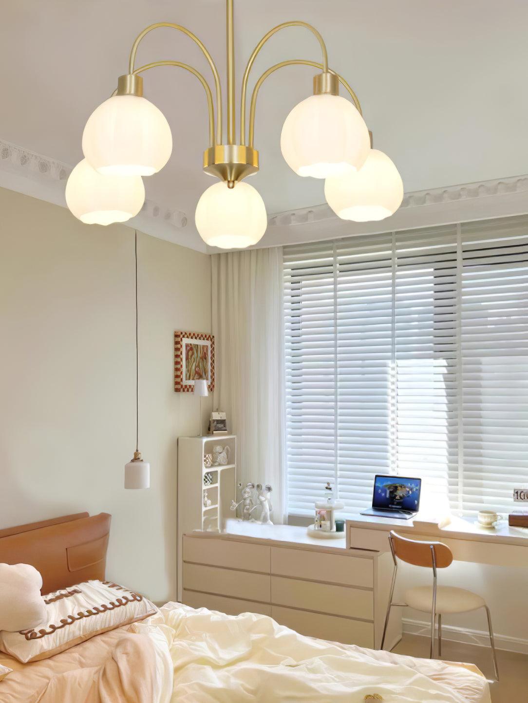 Glass Pumpkin Gold Chandelier - Cueteks