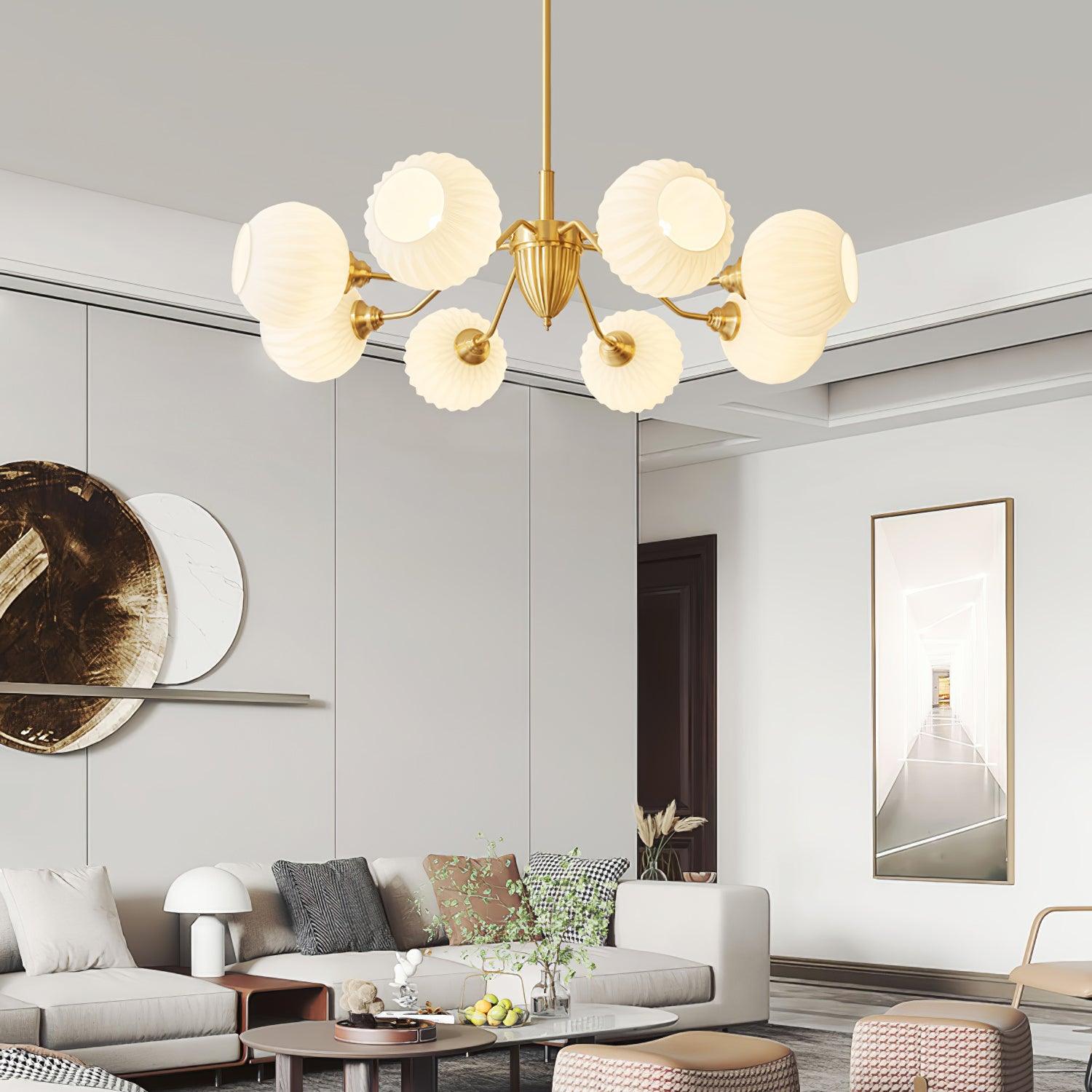 Ribbed Glass Ball Chandelier - Cueteks