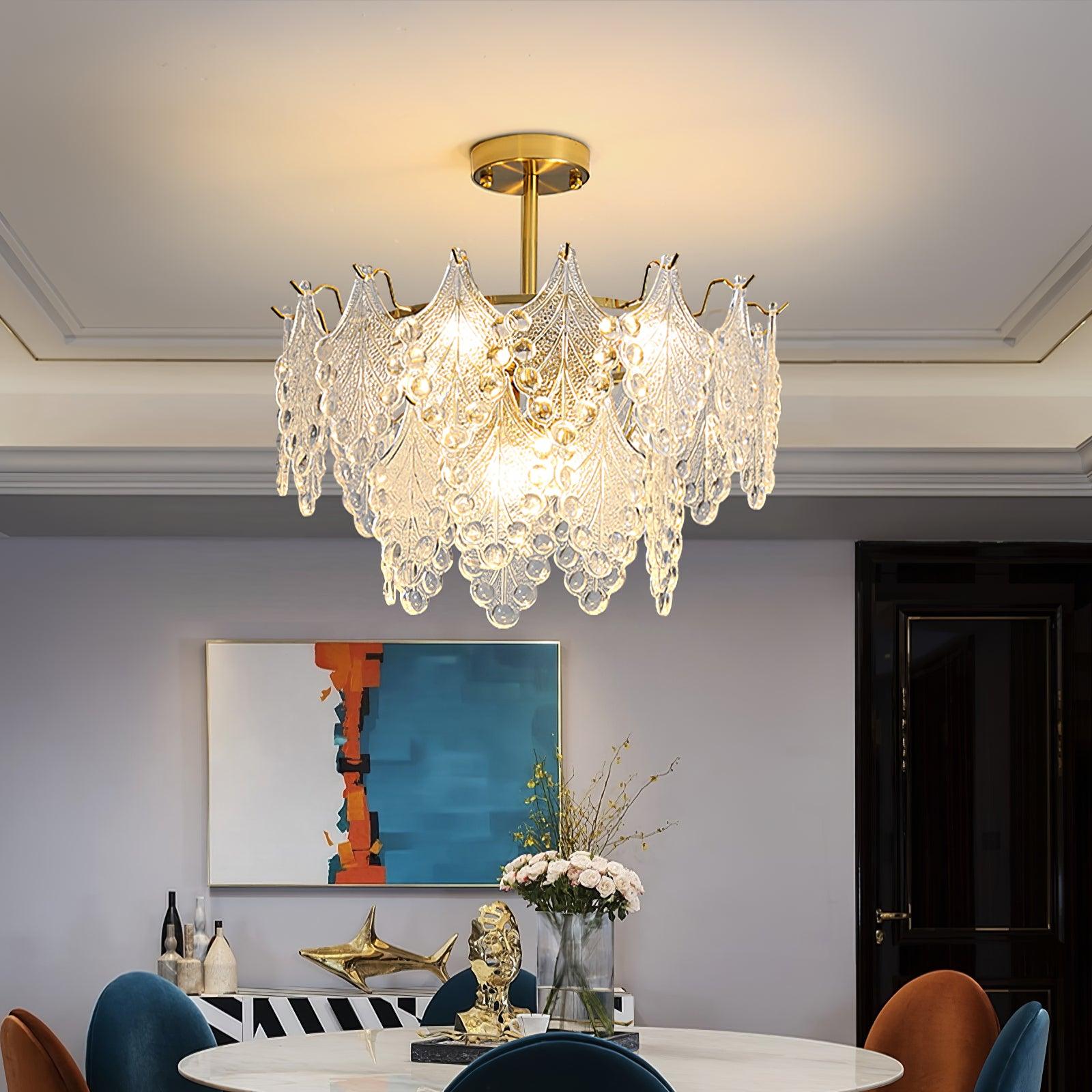 Tiered Carved Glass Chandelier - Cueteks