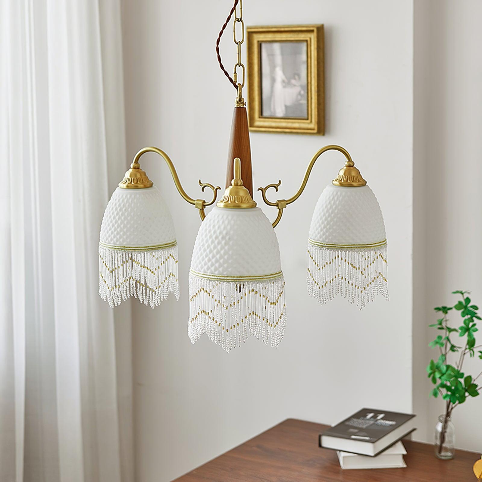 Mesh Tassel Glass Chandelier - Cueteks