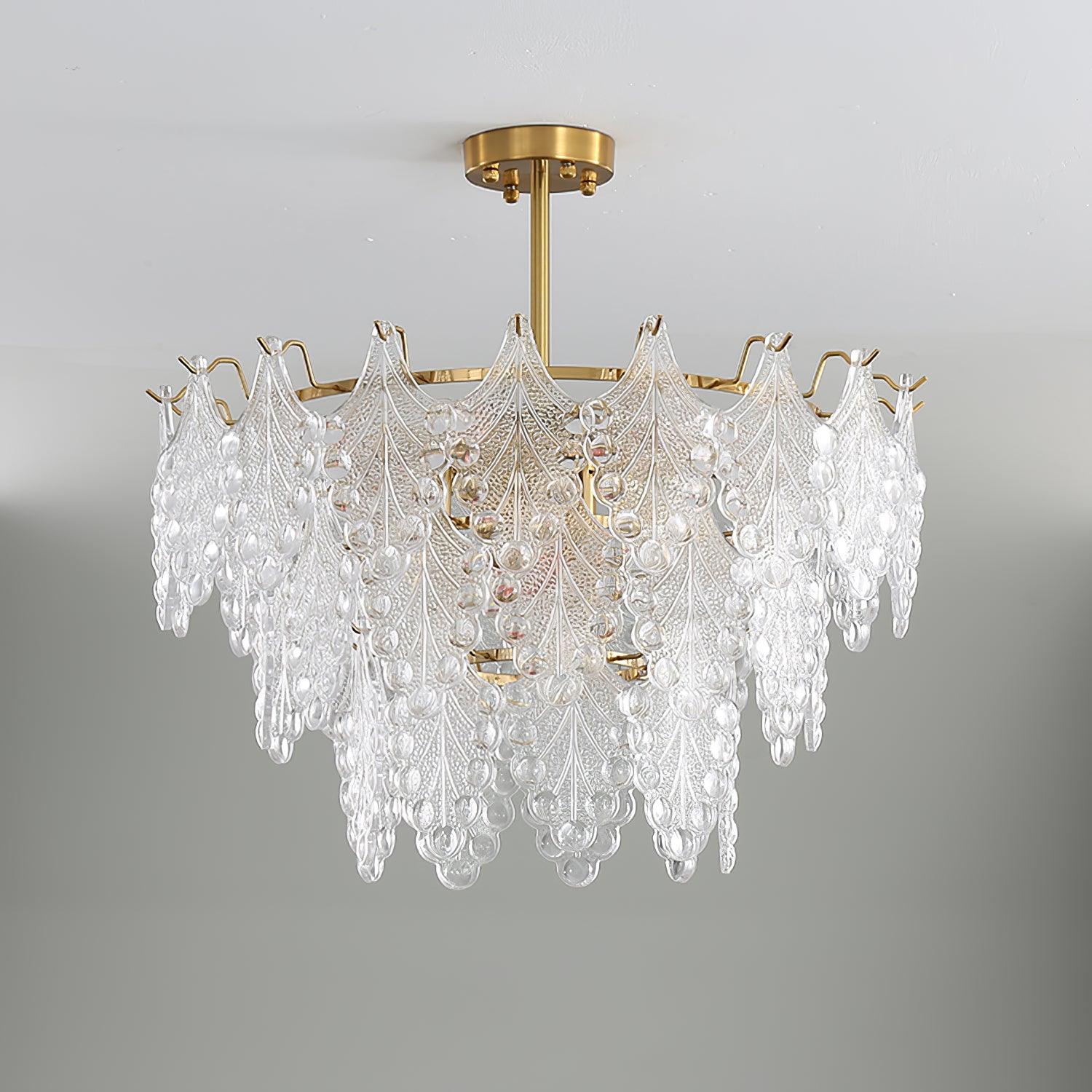 Tiered Carved Glass Chandelier - Cueteks