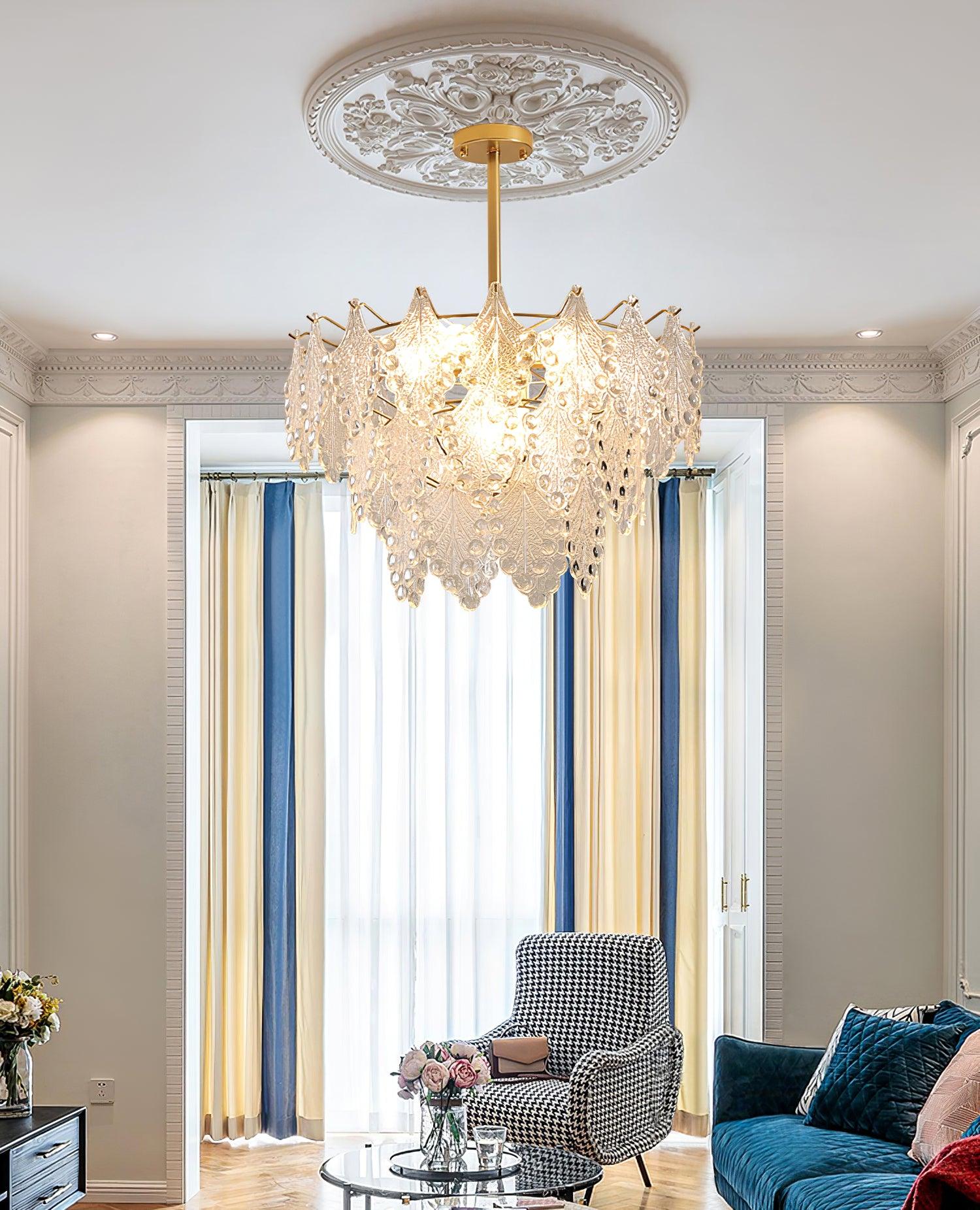 Tiered Carved Glass Chandelier - Cueteks