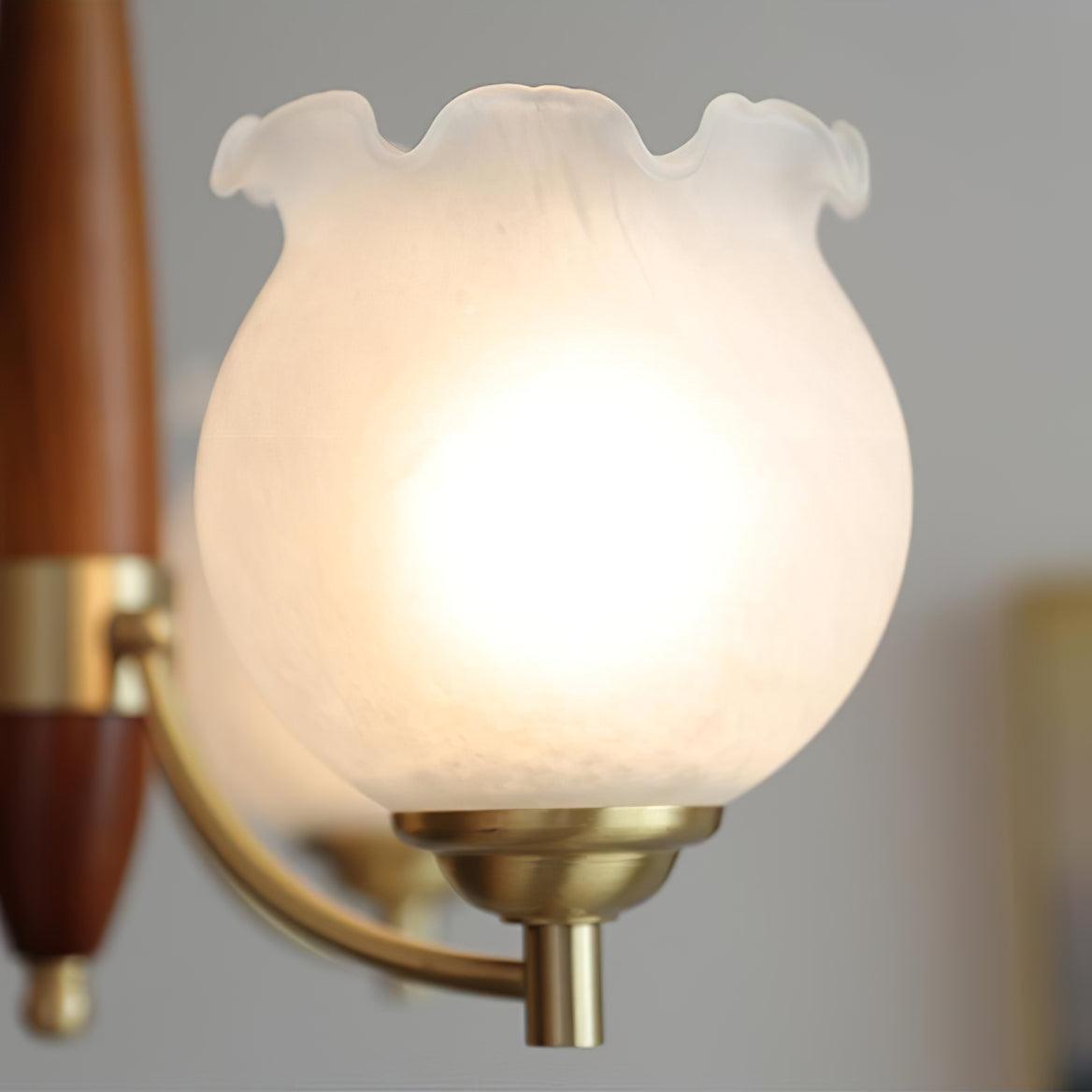 Tulips Glass Wood Chandelier - Cueteks