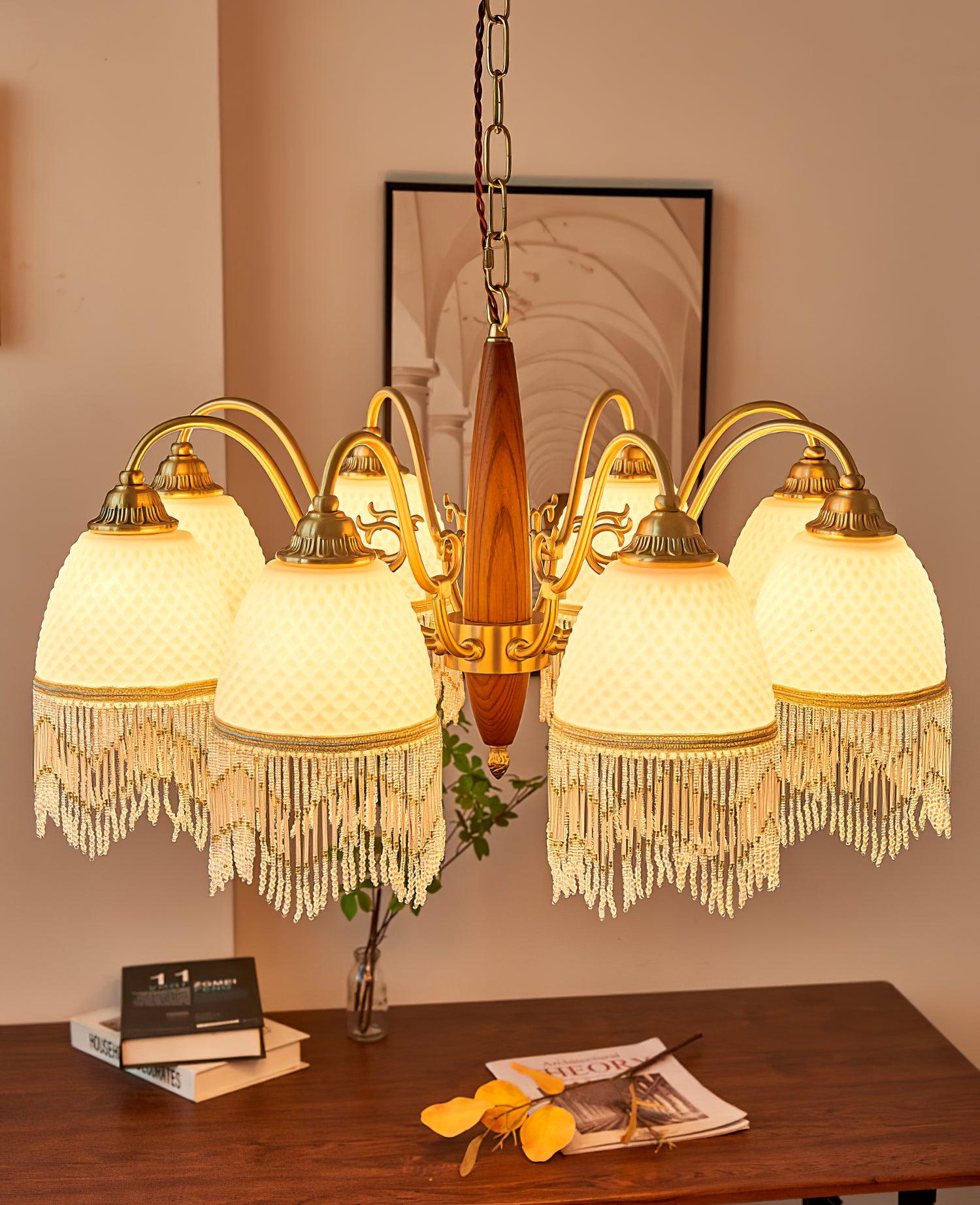 Mesh Tassel Glass Chandelier - Cueteks