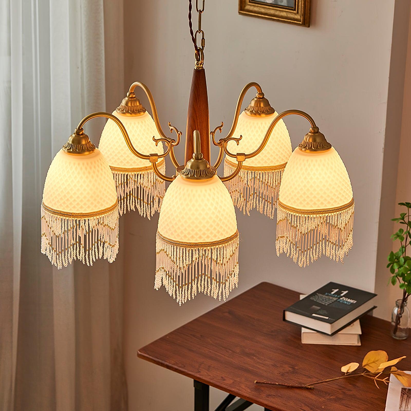 Mesh Tassel Glass Chandelier - Cueteks