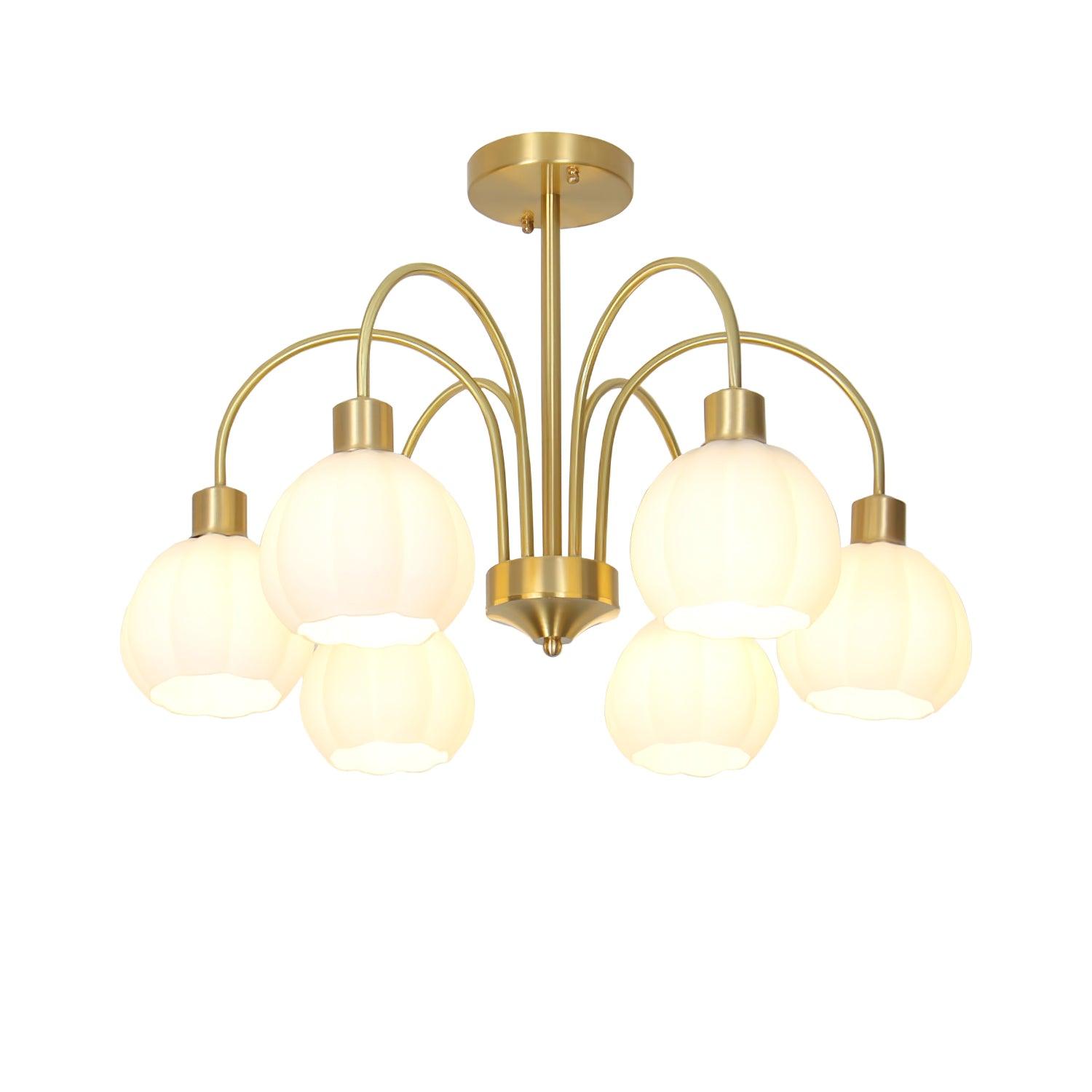 Glass Pumpkin Gold Chandelier - Cueteks