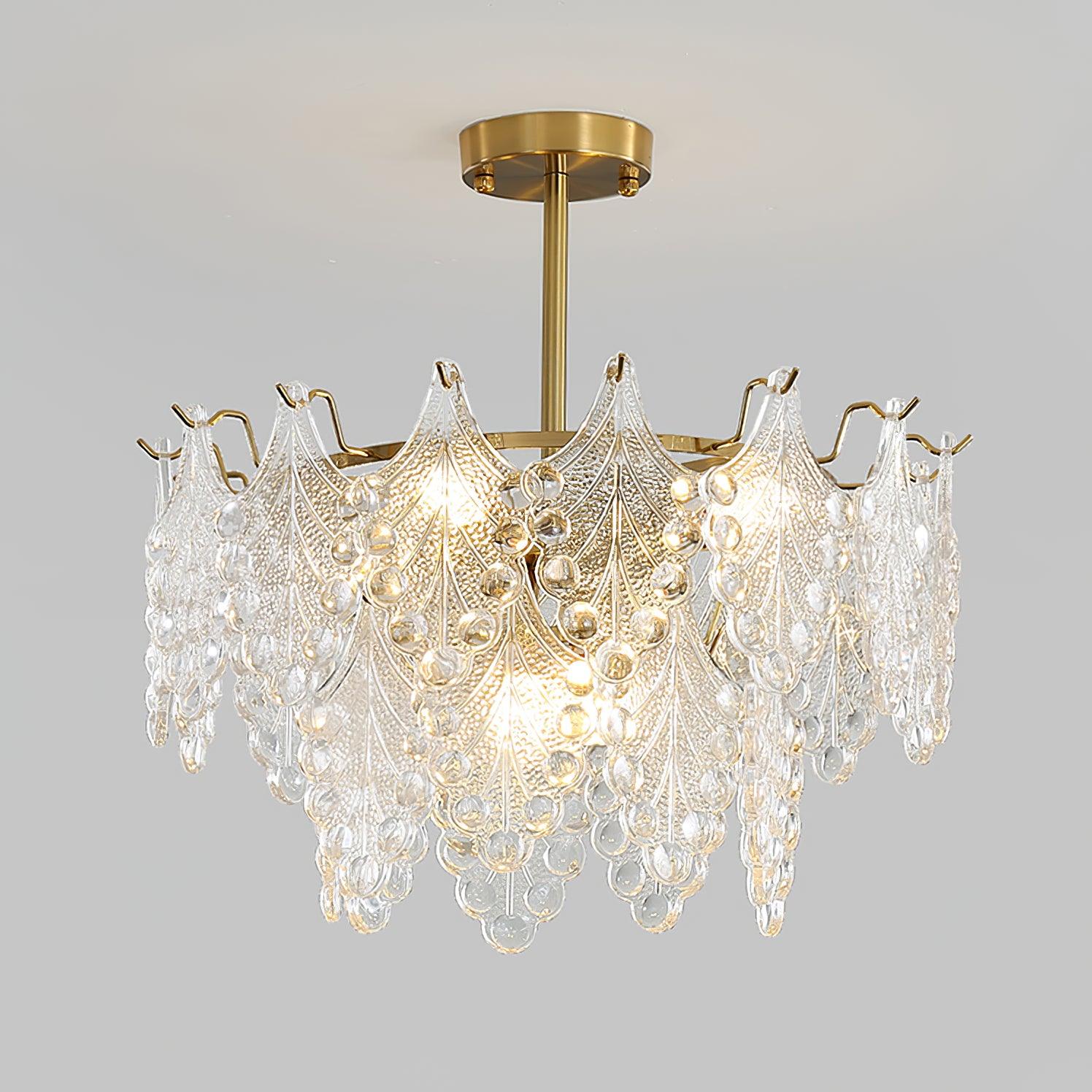 Tiered Carved Glass Chandelier - Cueteks