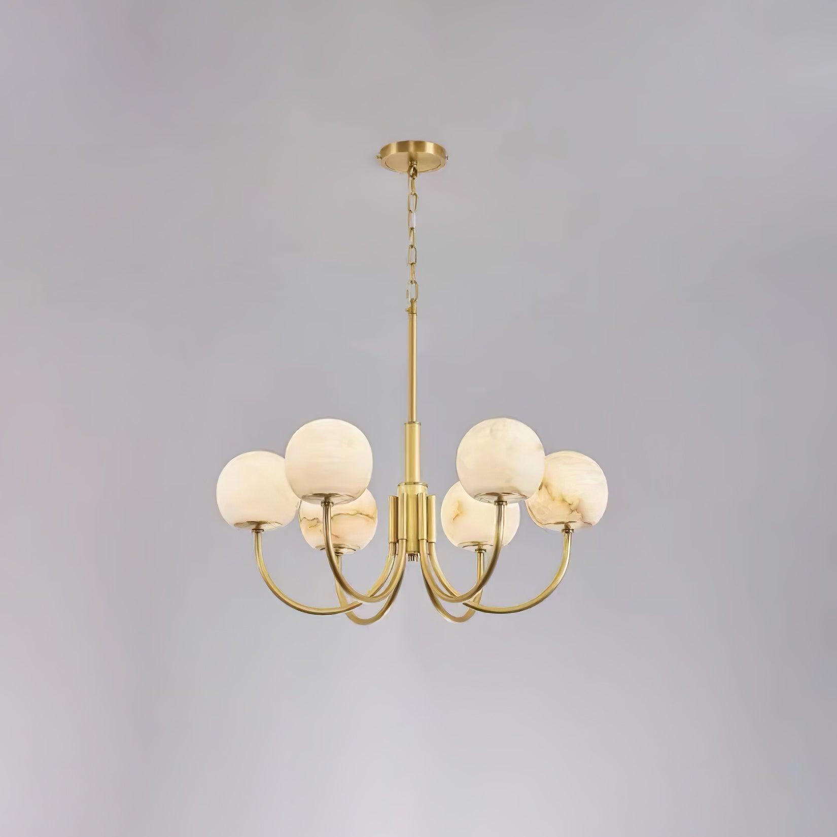 Aurelian six-head alabaster chandelier on pale background