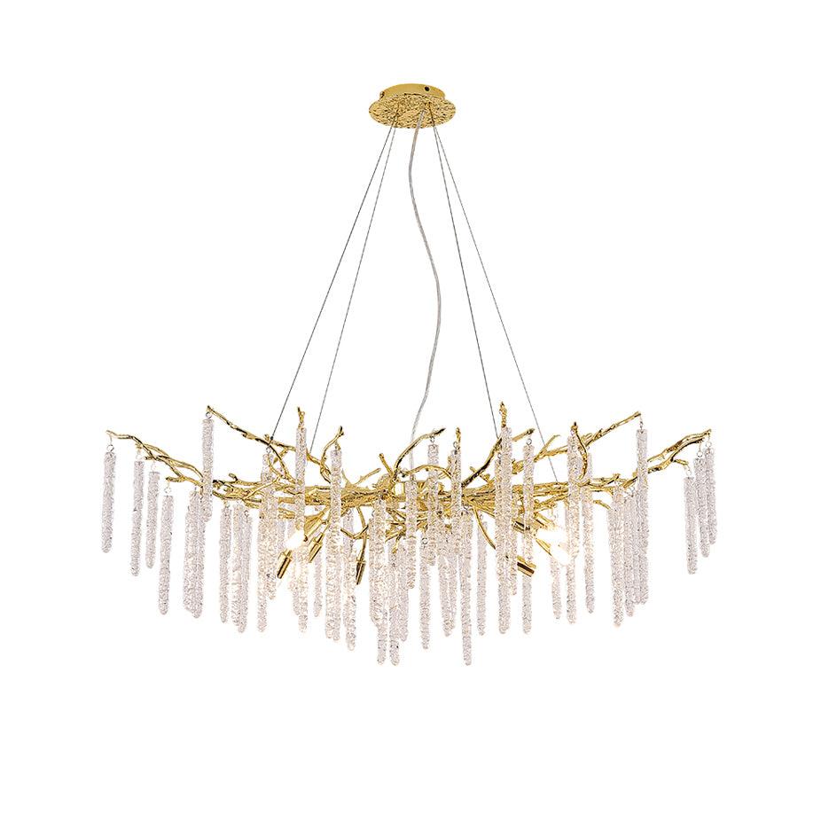 Crystal Icicles Branch Brass Chandelier - Cueteks