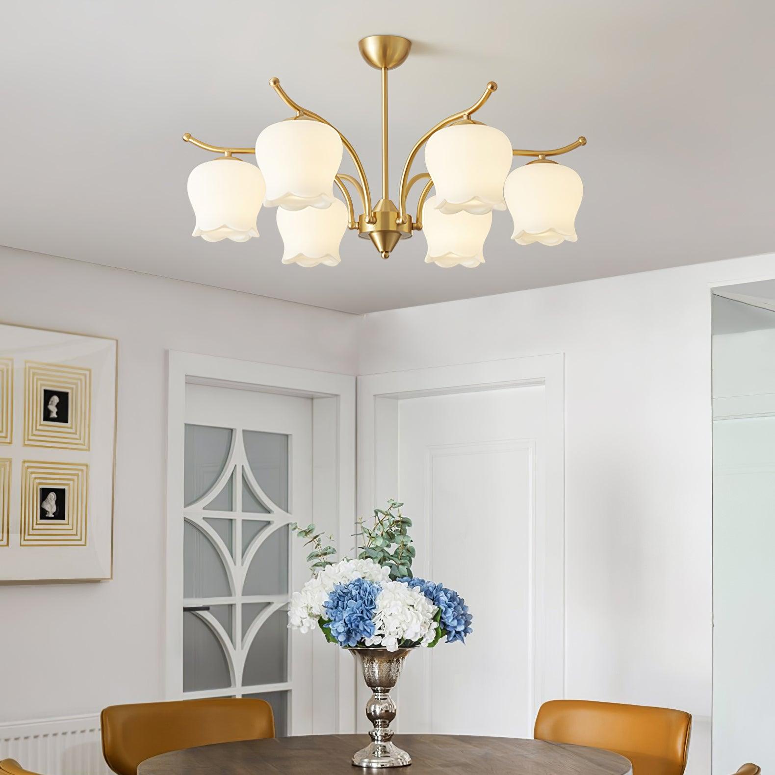 Tulip Brass Chandelier - Cueteks