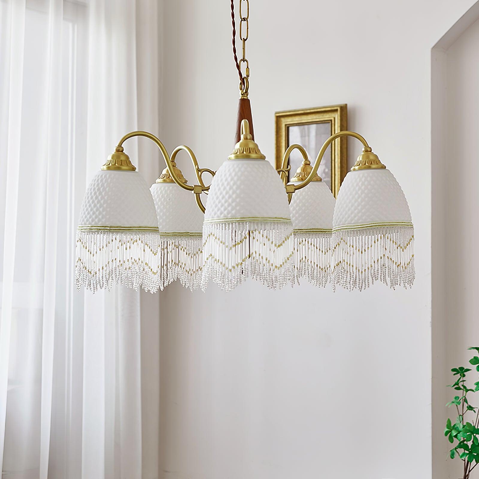 Mesh Tassel Glass Chandelier - Cueteks