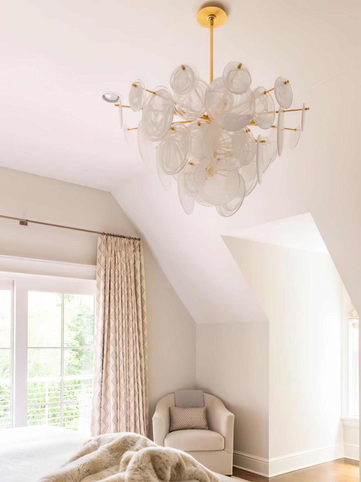 Brass Discs Cascading Chandelier - Cueteks
