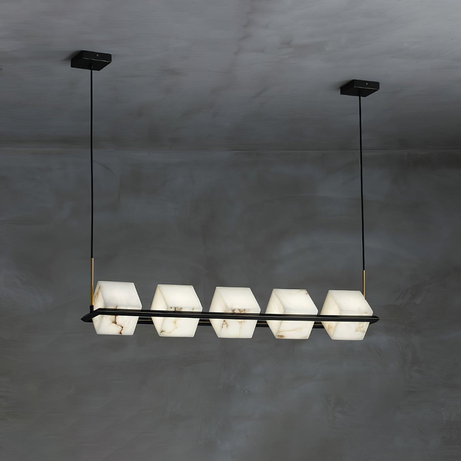 Alabaster Square Box Chandelier - Cueteks