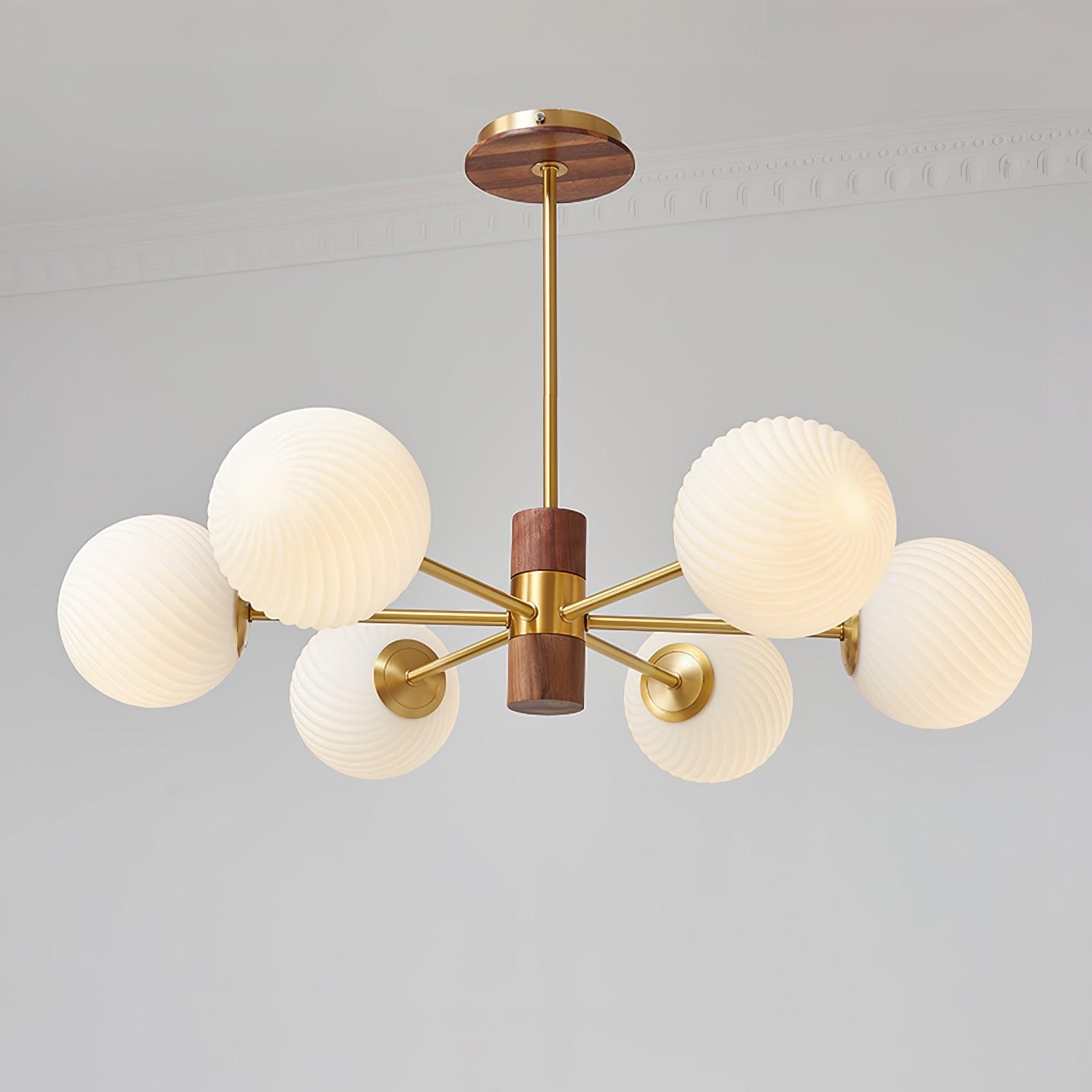 Ribbed Babble Glass Chandelier - Cueteks