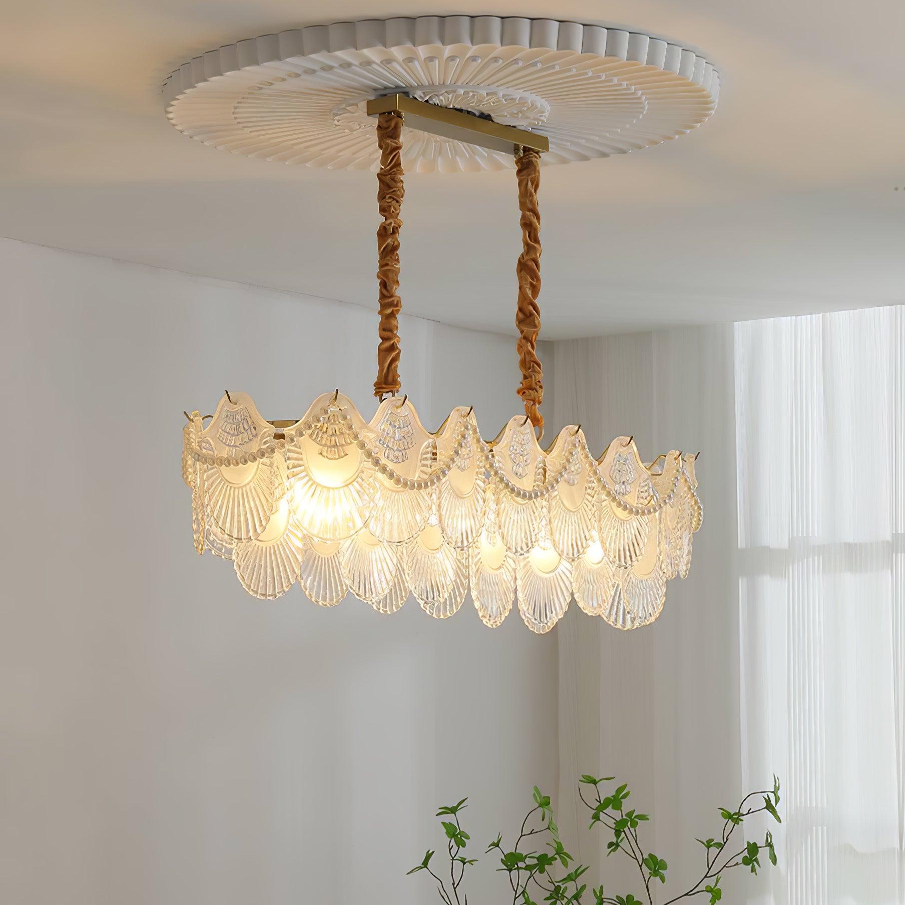 Pearl Glass Shell Chandelier - Cueteks