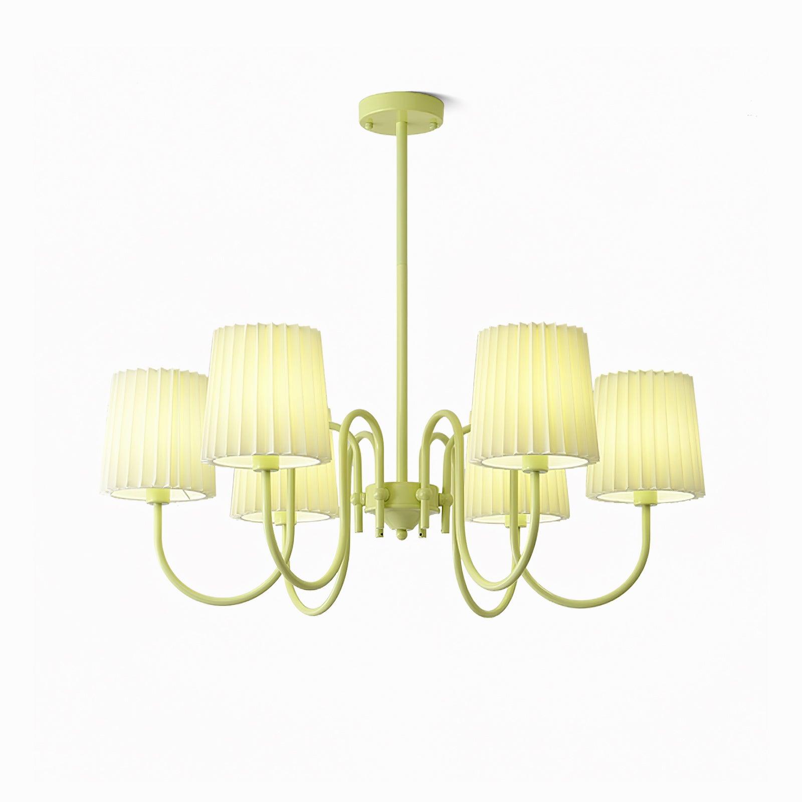 Pleated Fabric Matcha Chandelier - Cueteks