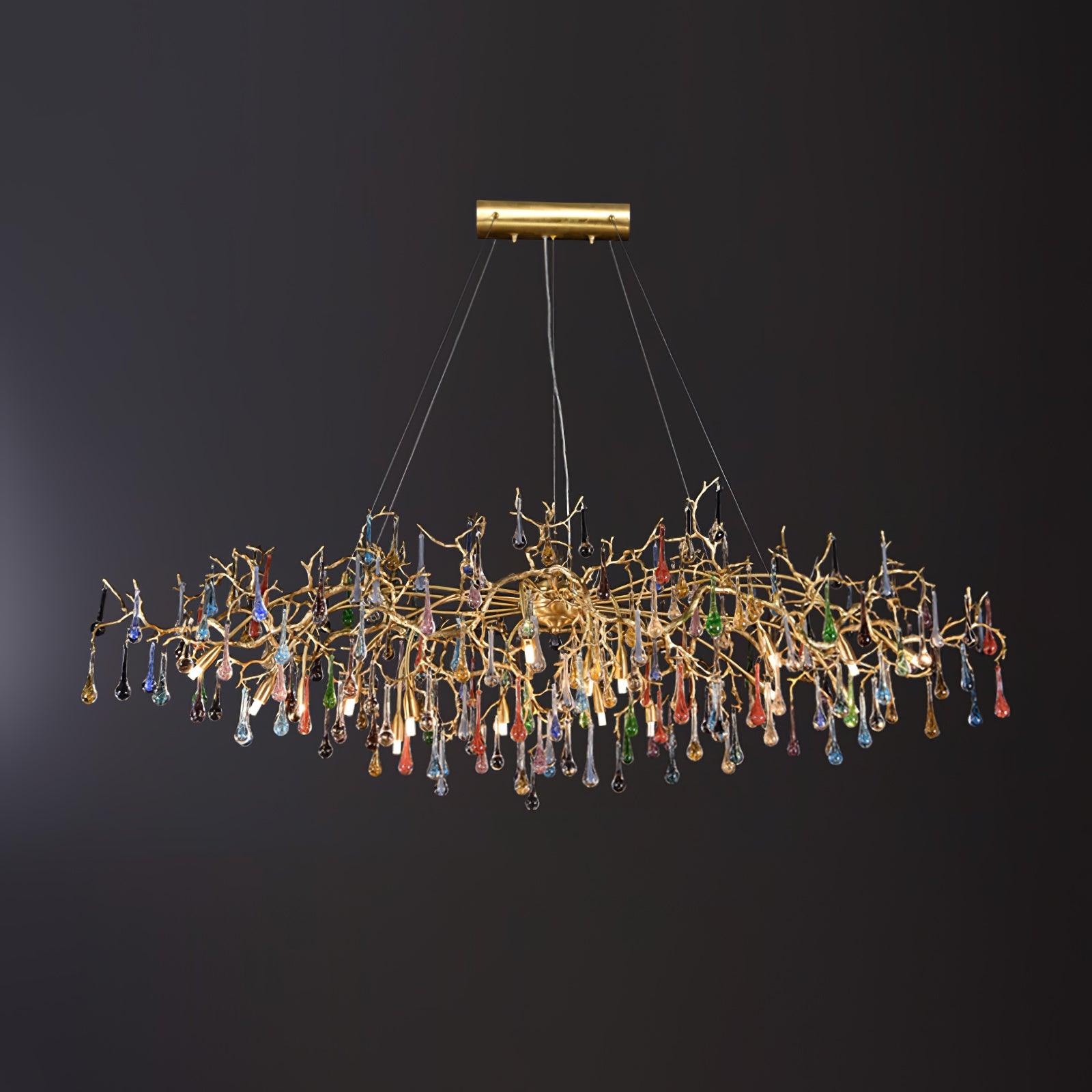 Colorful Raindrop Brass Branch Chandelier - Cueteks