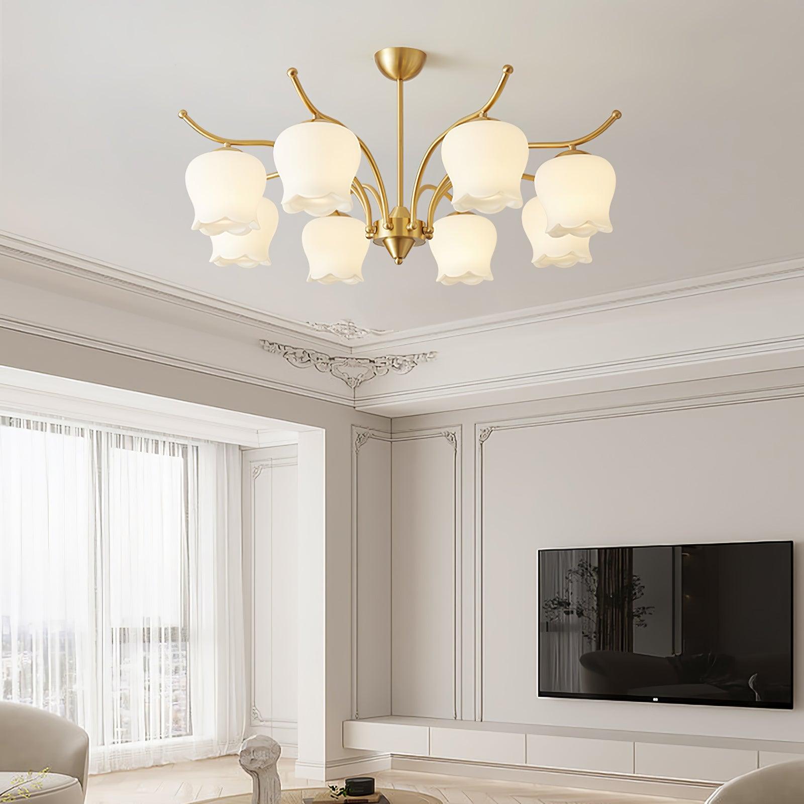 Tulip Brass Chandelier - Cueteks
