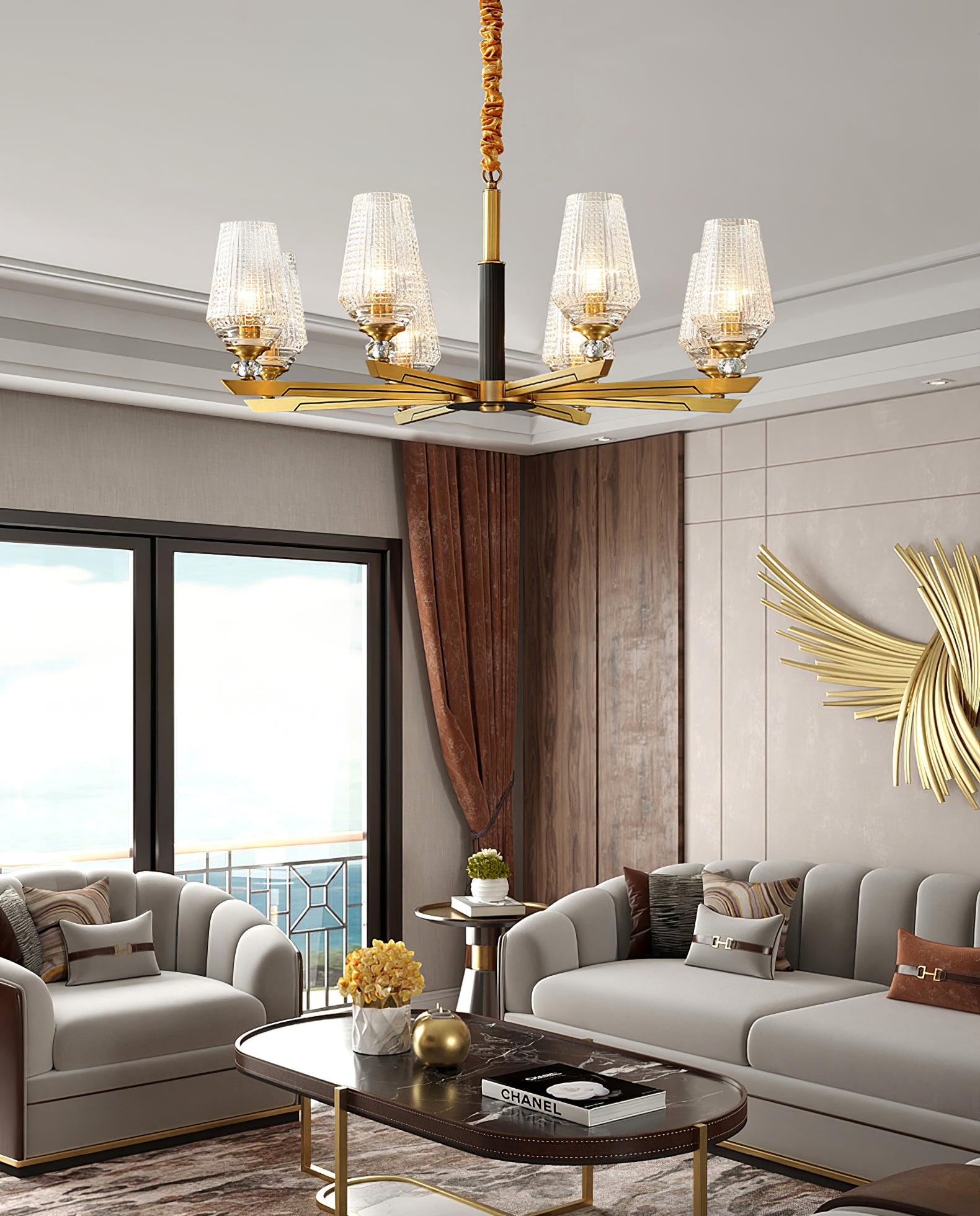 Orrefors Brass Chandelier - Cueteks