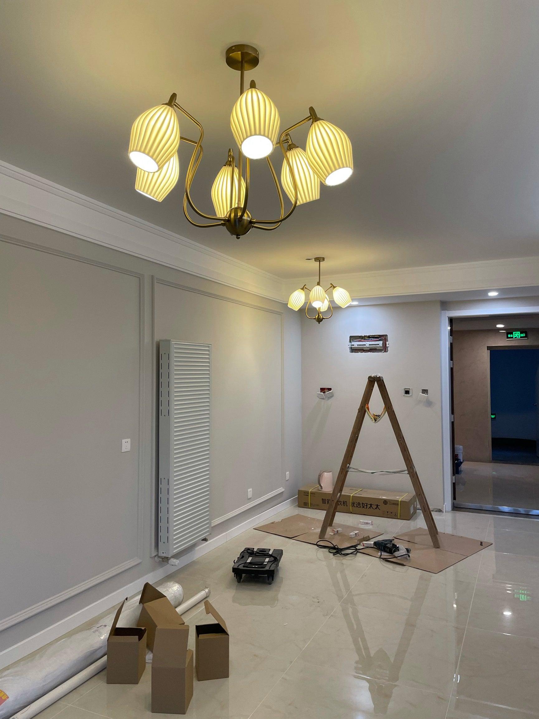 Ceramic Ribbed Chandelier - Cueteks