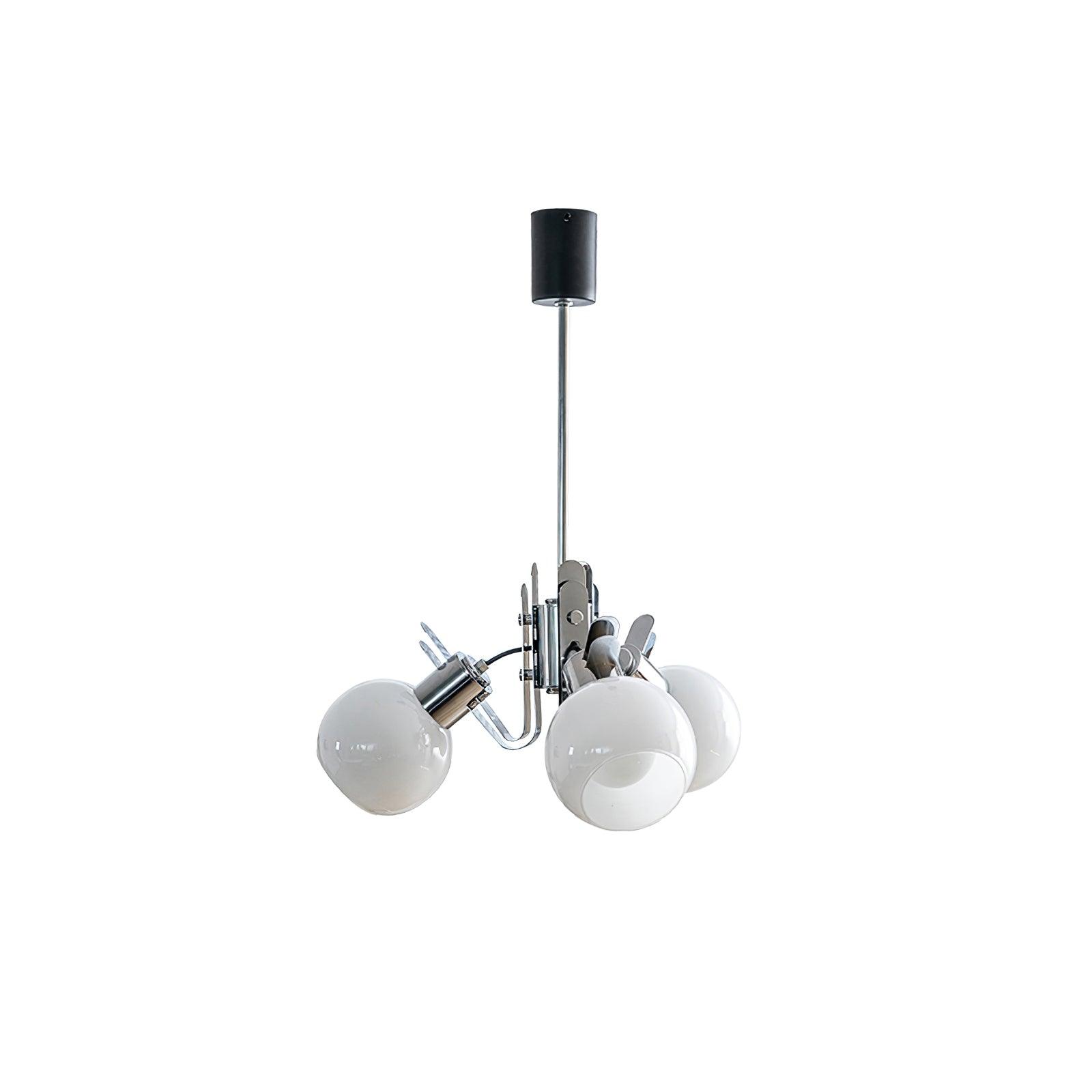 Vintage Geometrical Chrome Chandelier - Cueteks
