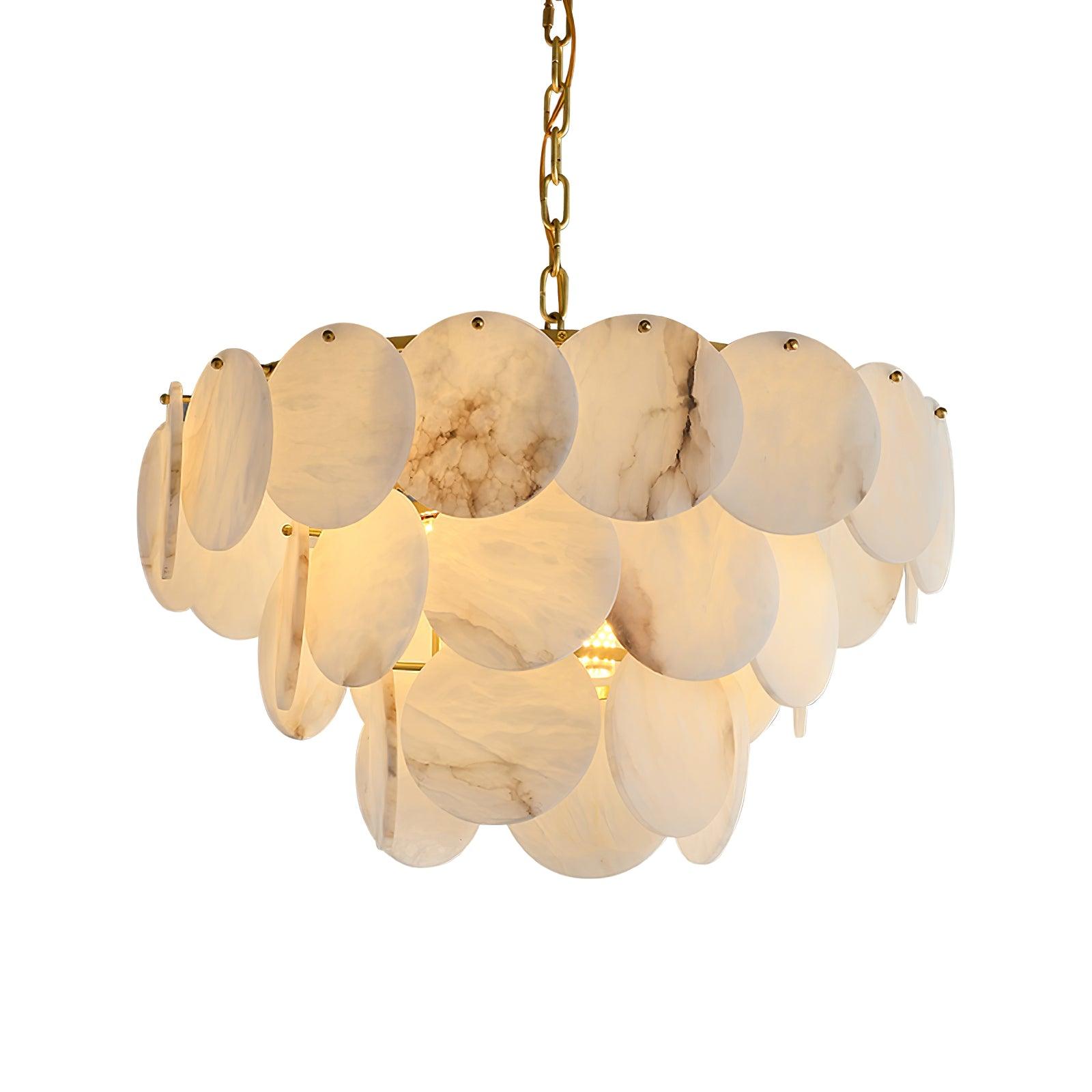 Alabaster Shell Brass Chandelier - Cueteks