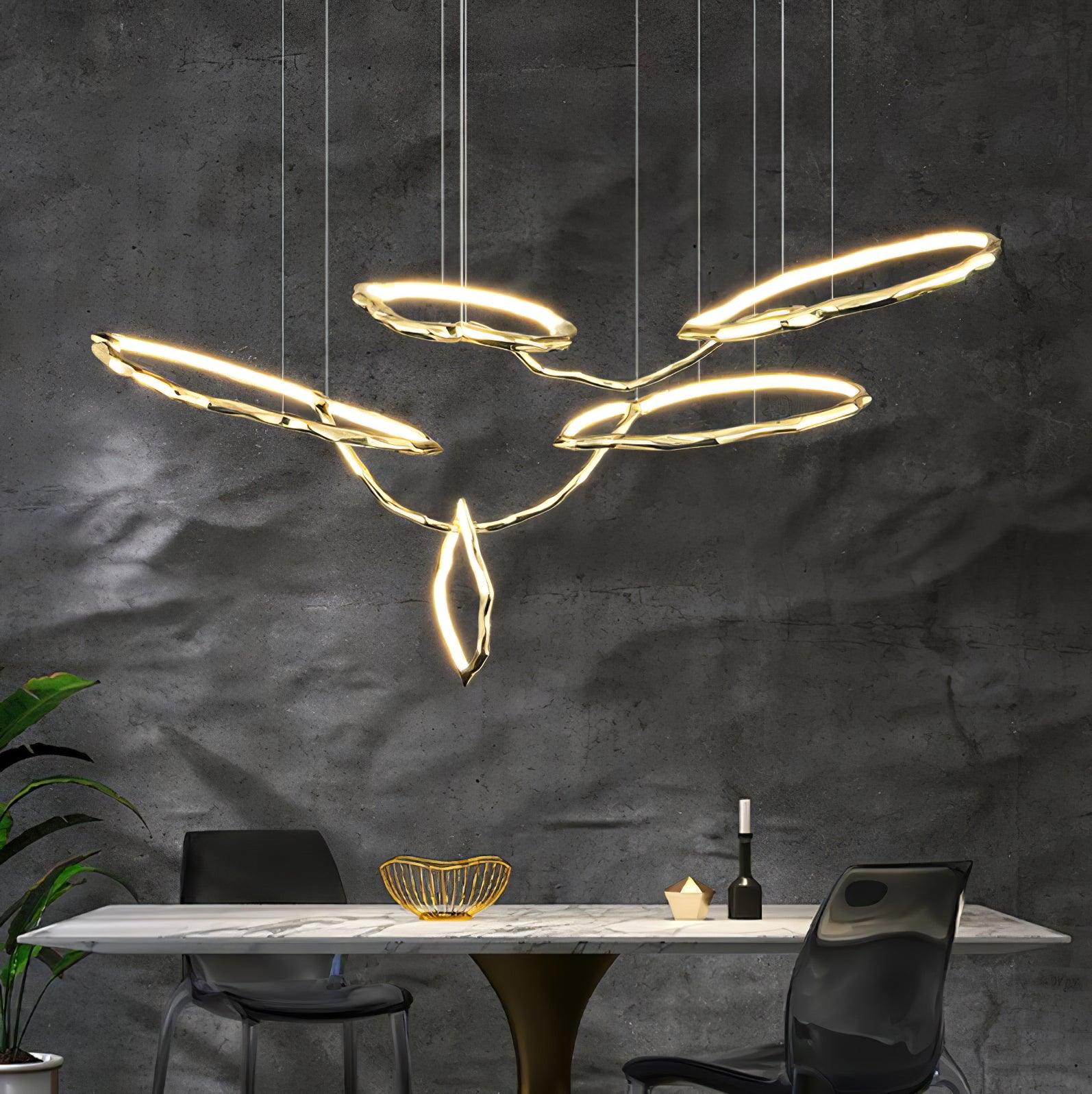 Cloud Rings Series Brass Chandelier - Cueteks