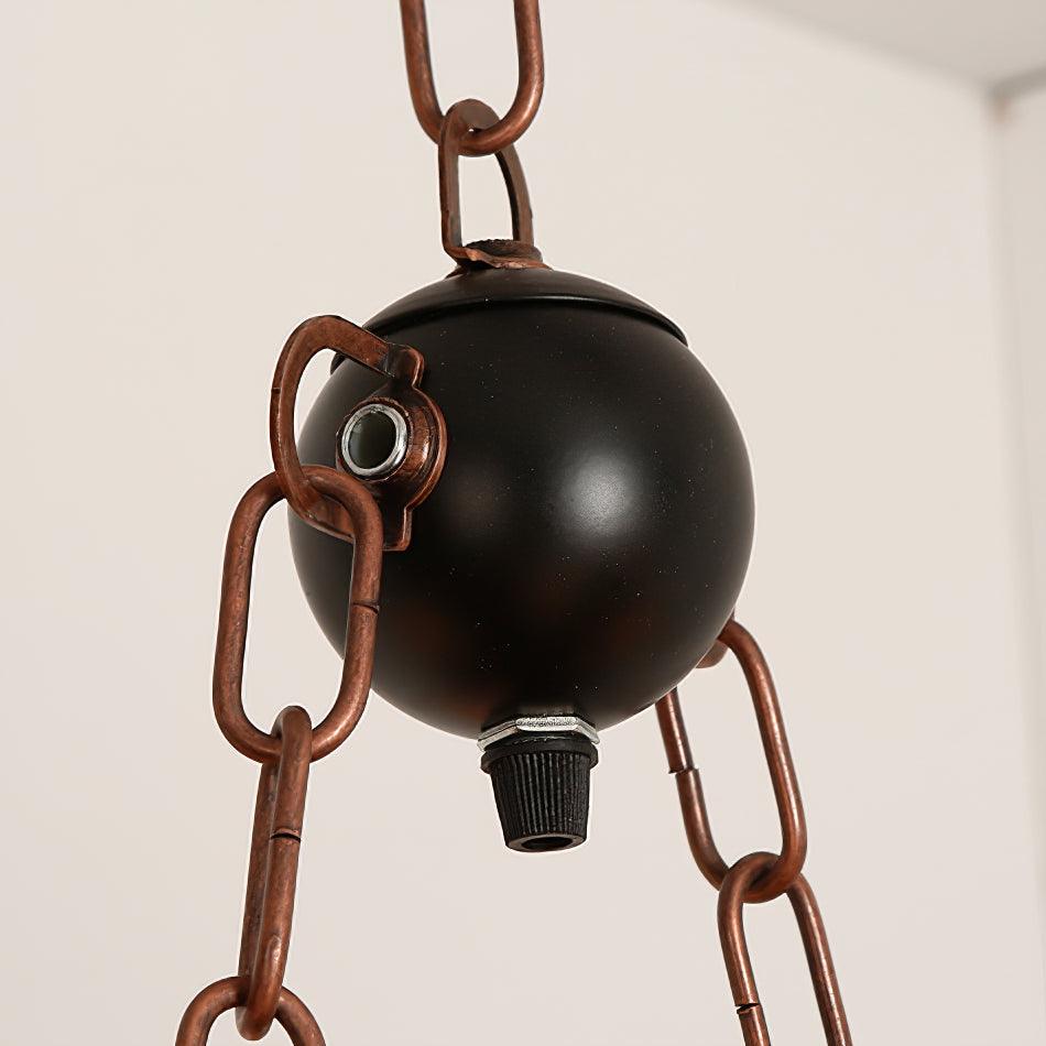 Close view of chain junction and hanging links