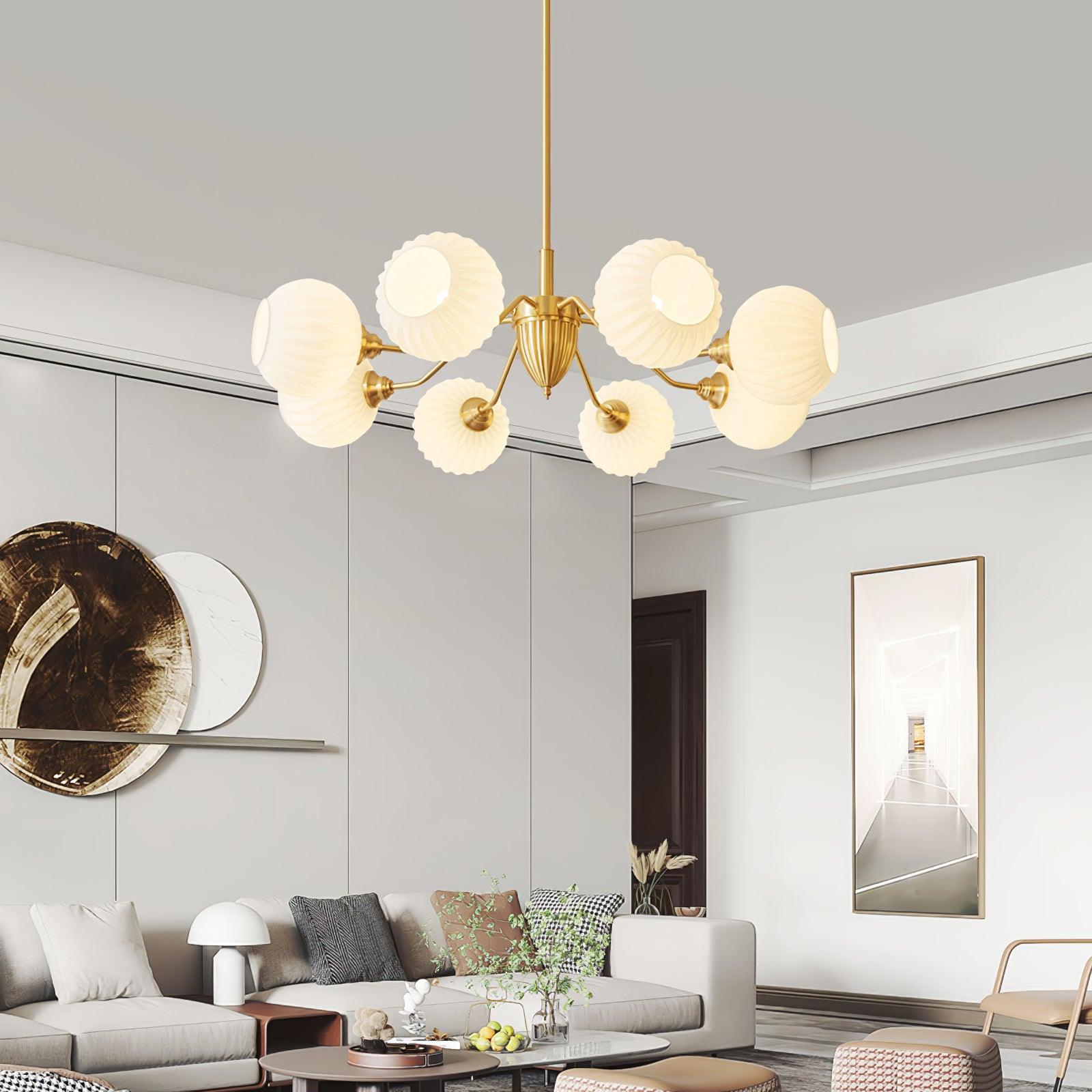 Ribbed Glass Ball Chandelier - Cueteks
