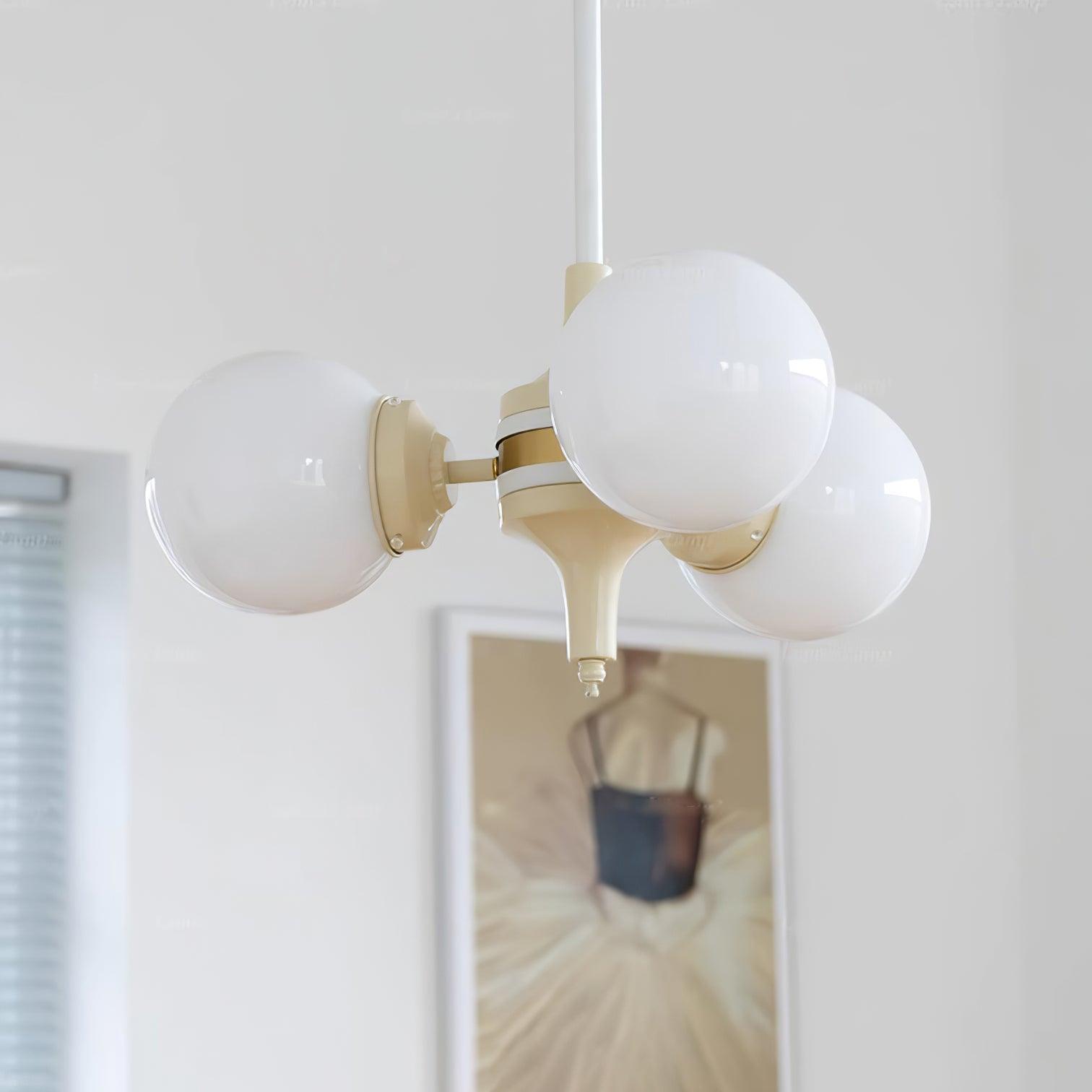Cream Glass Ball Chandelier - Cueteks