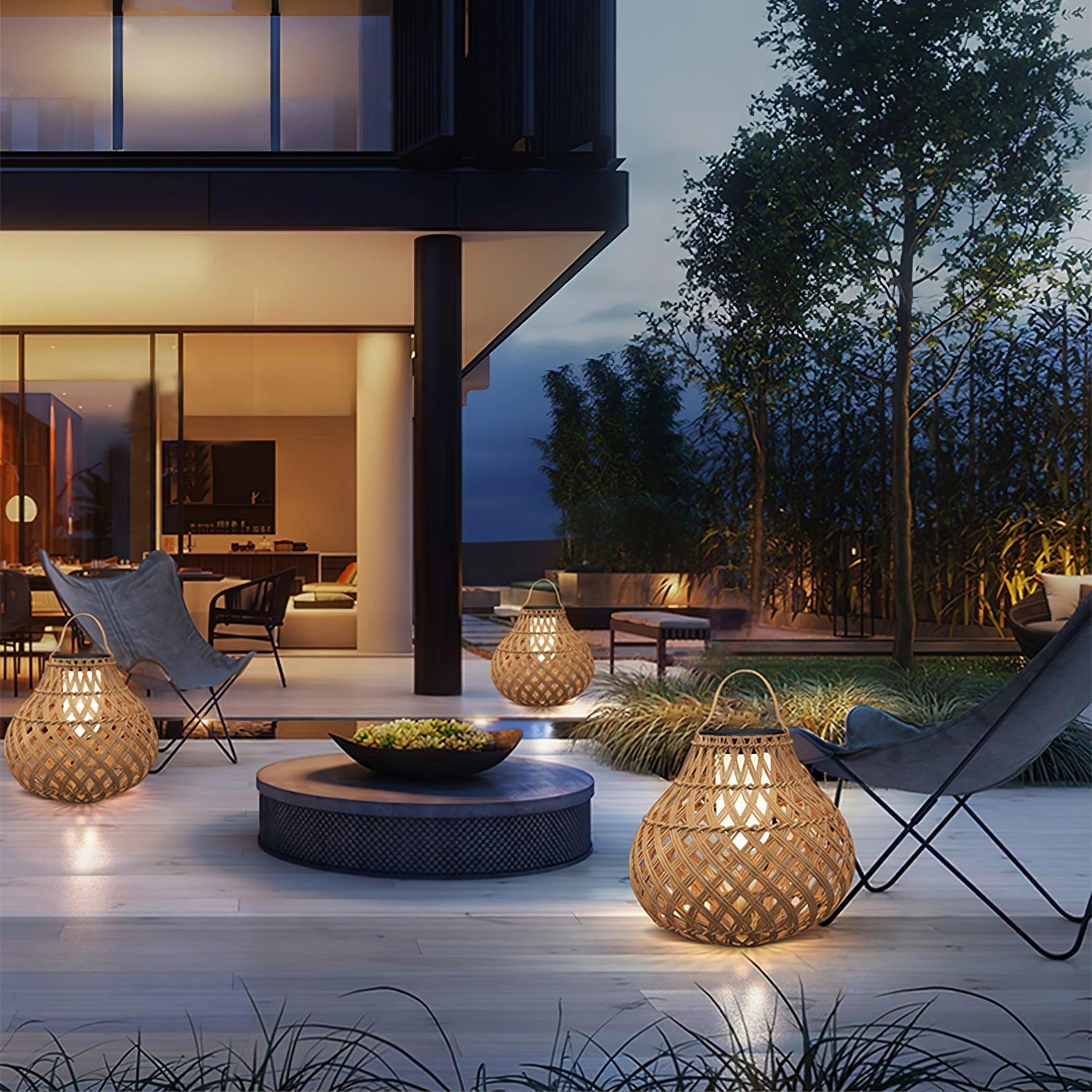 Woven Sphere Solar Lantern Outdoor Lamp - Cueteks