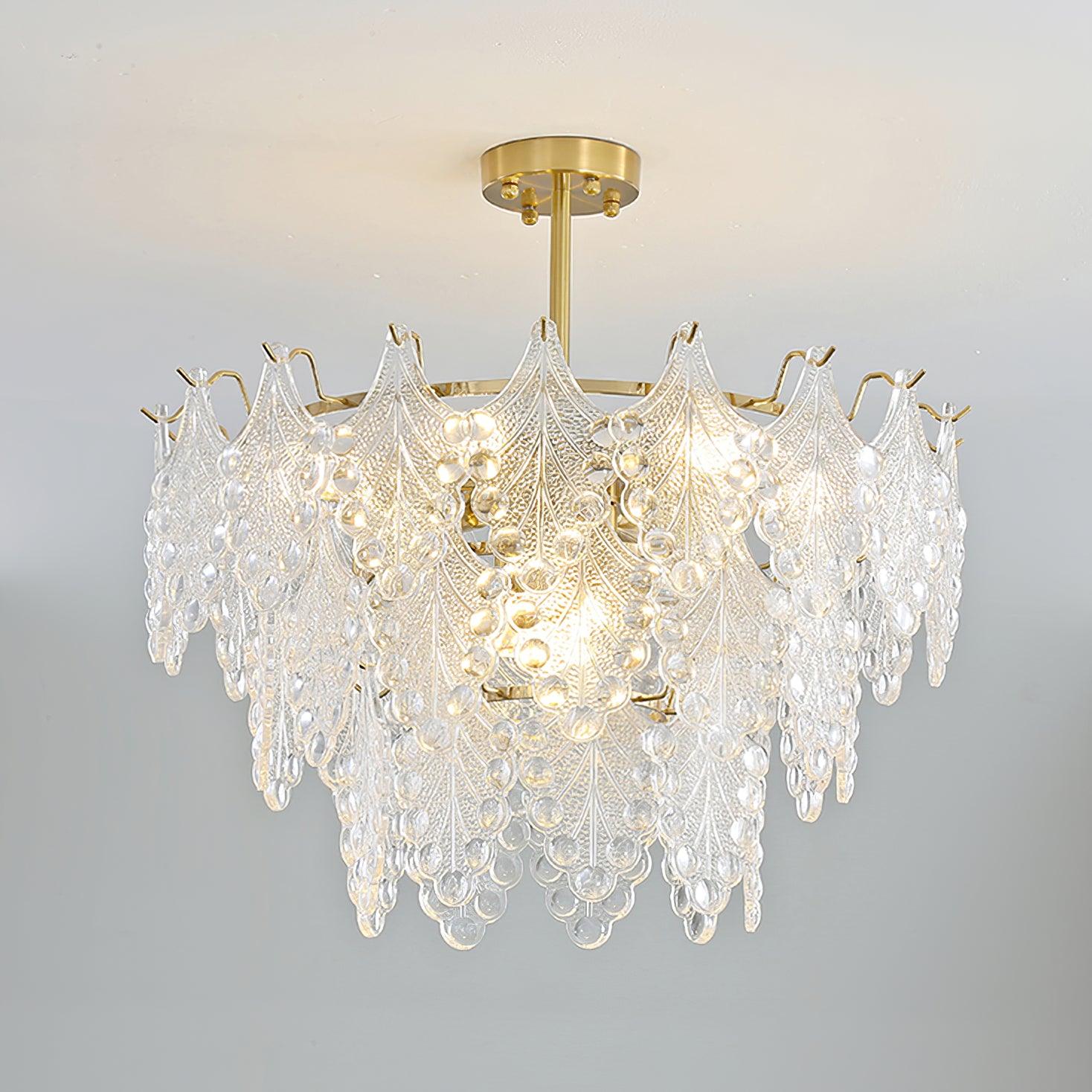Tiered Carved Glass Chandelier - Cueteks