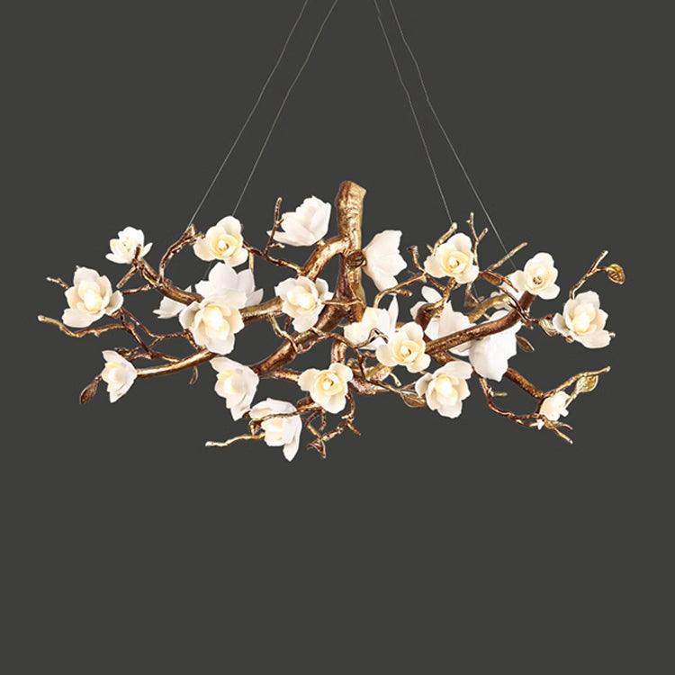 Flower Bloom Branch Brass Chandelier - Cueteks