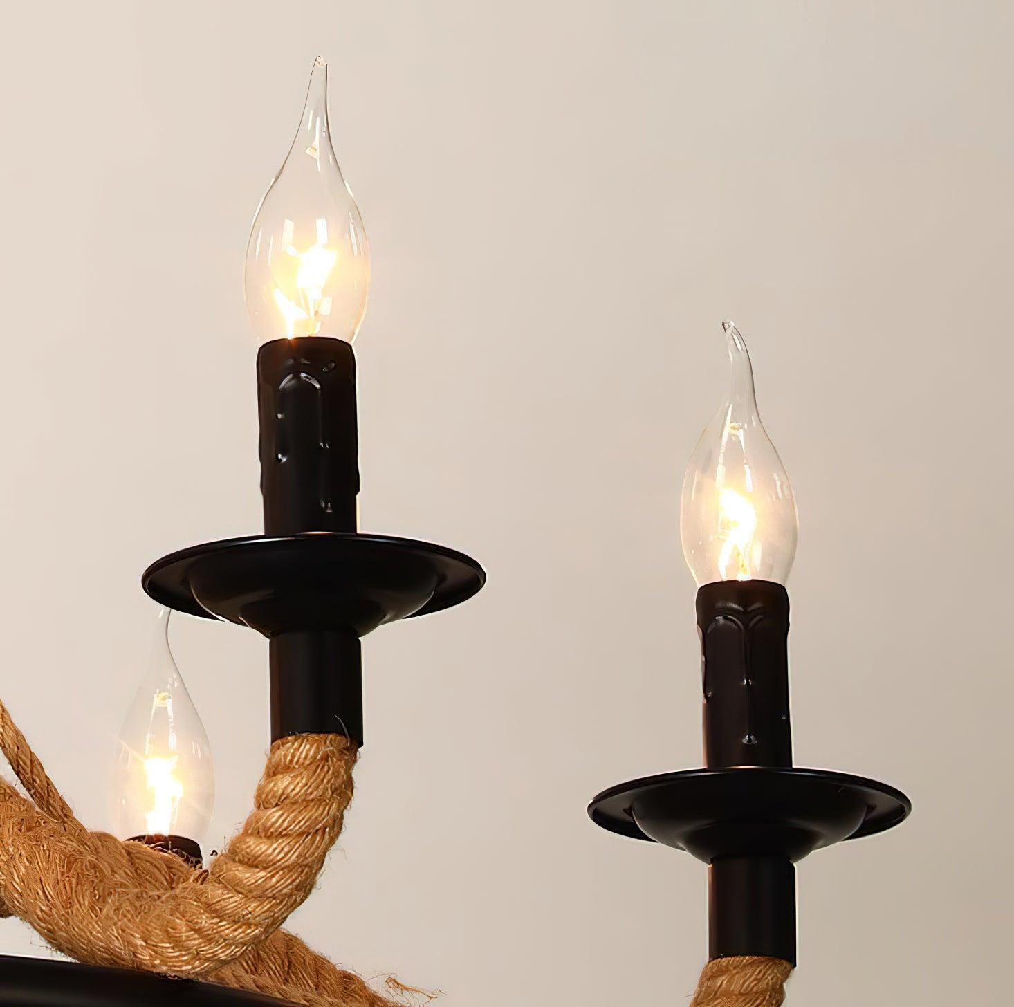 Hemp Rope Industrial Large Wheel Chandelier - Cueteks