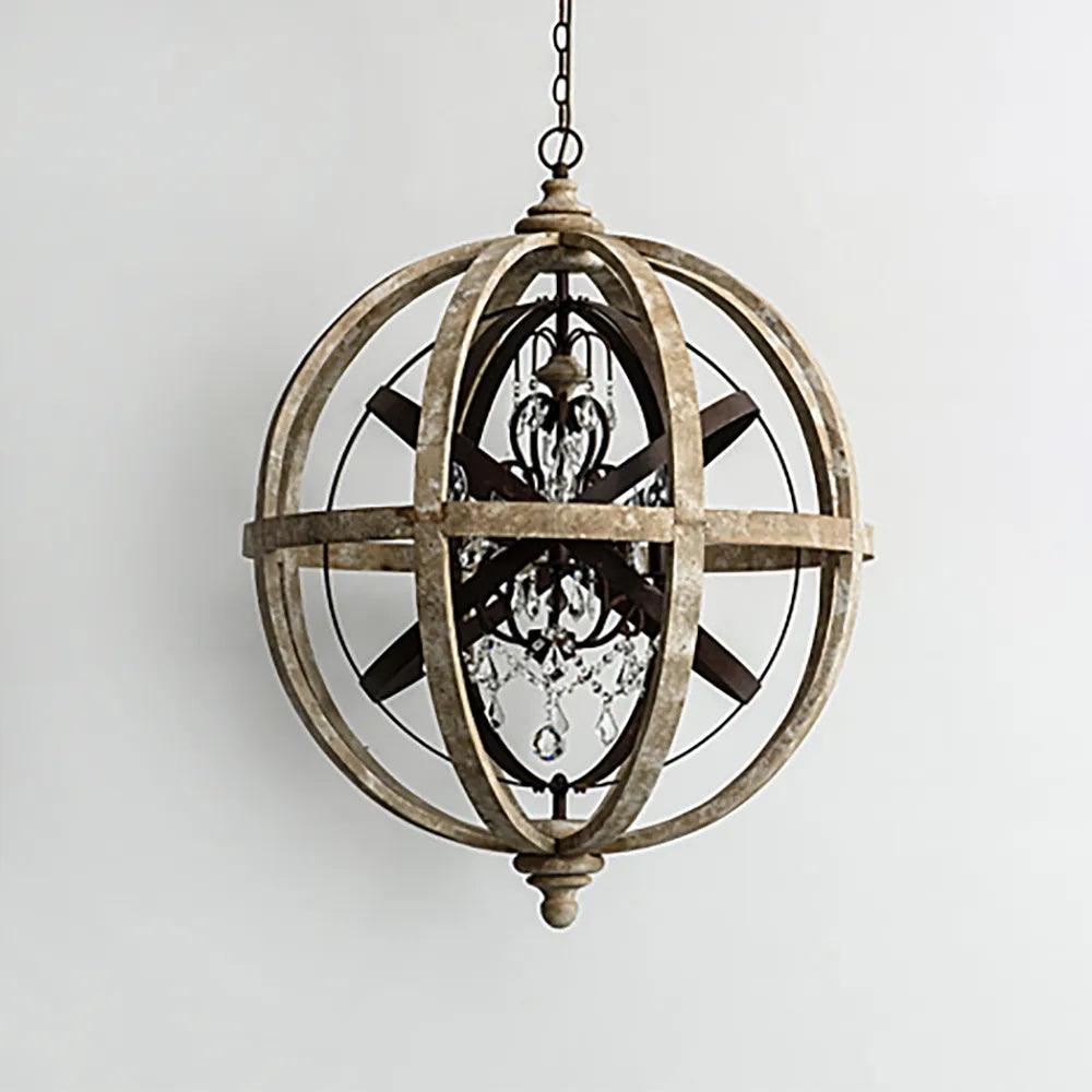 Retro Globe Weathered Chandelier - Cueteks