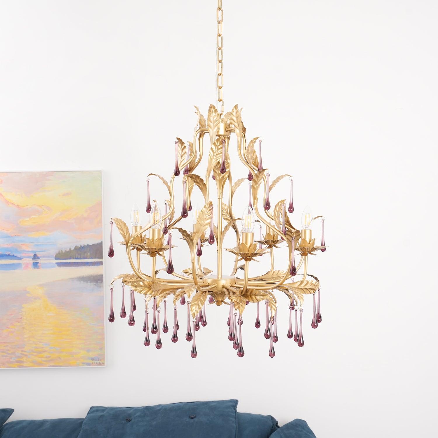 Amethyst Drops Crystal Chandelier - Cueteks