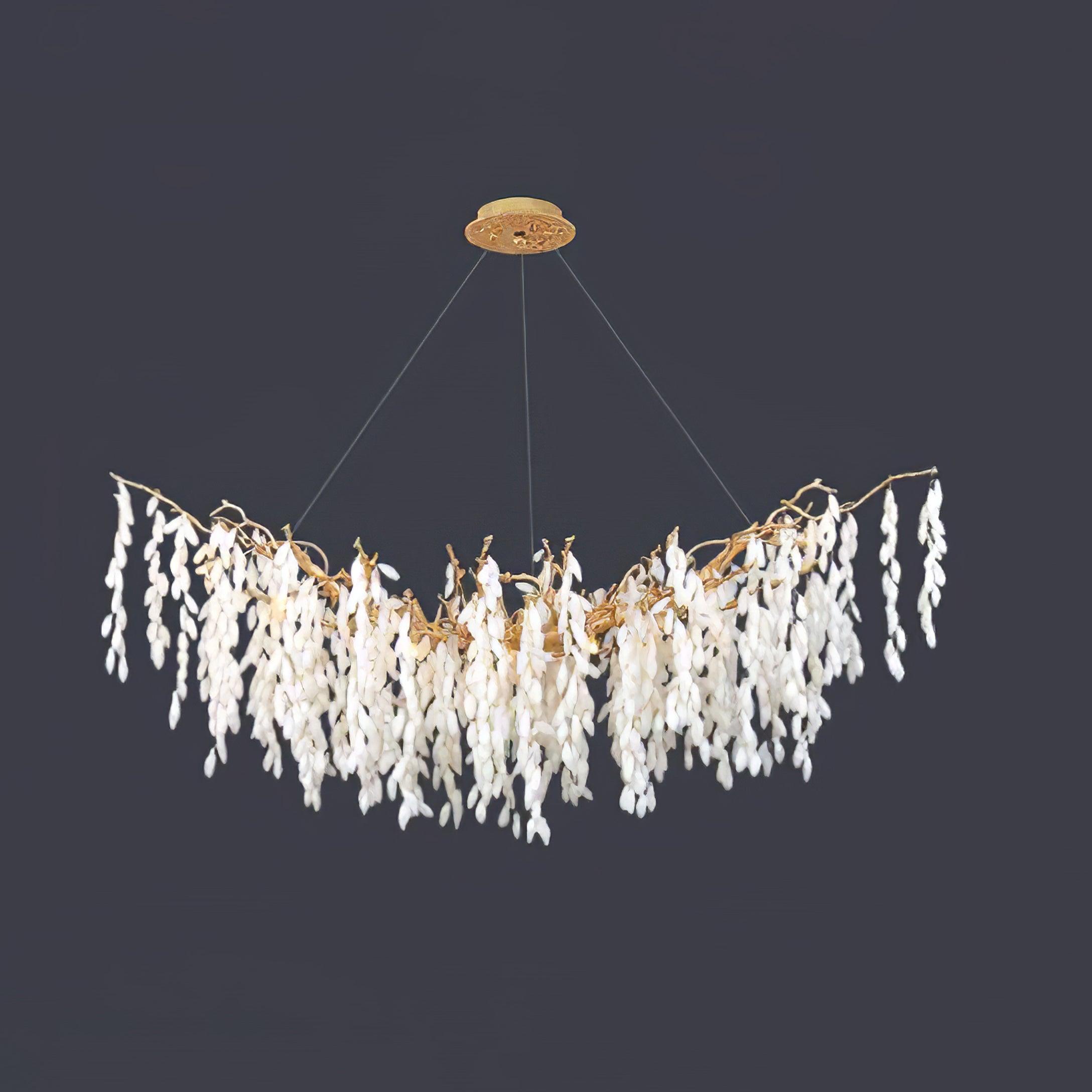 White Jade Branch Brass Chandelier - Cueteks