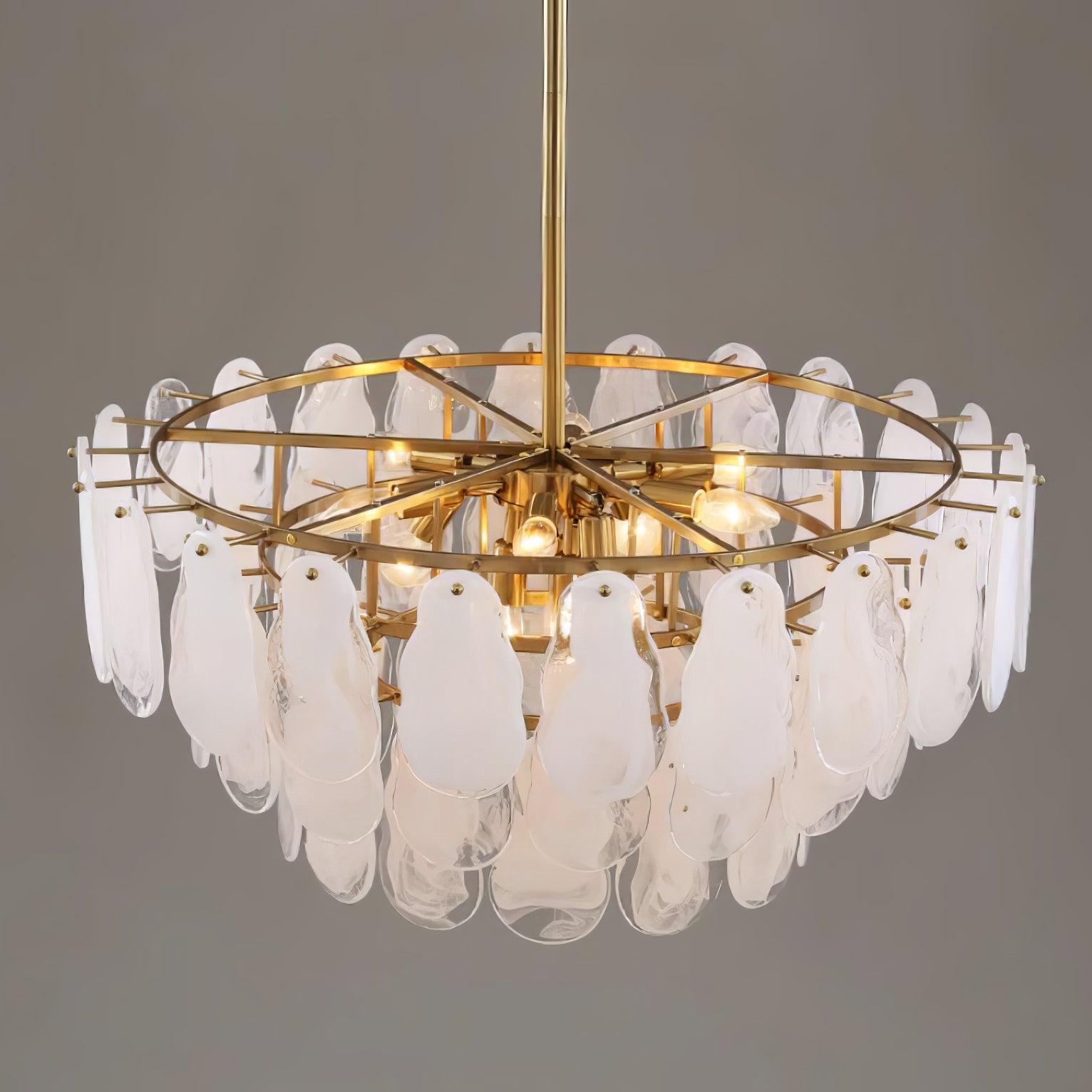 Upper view of the Round Cloud circular frame, radial bars and overlapping glass panels