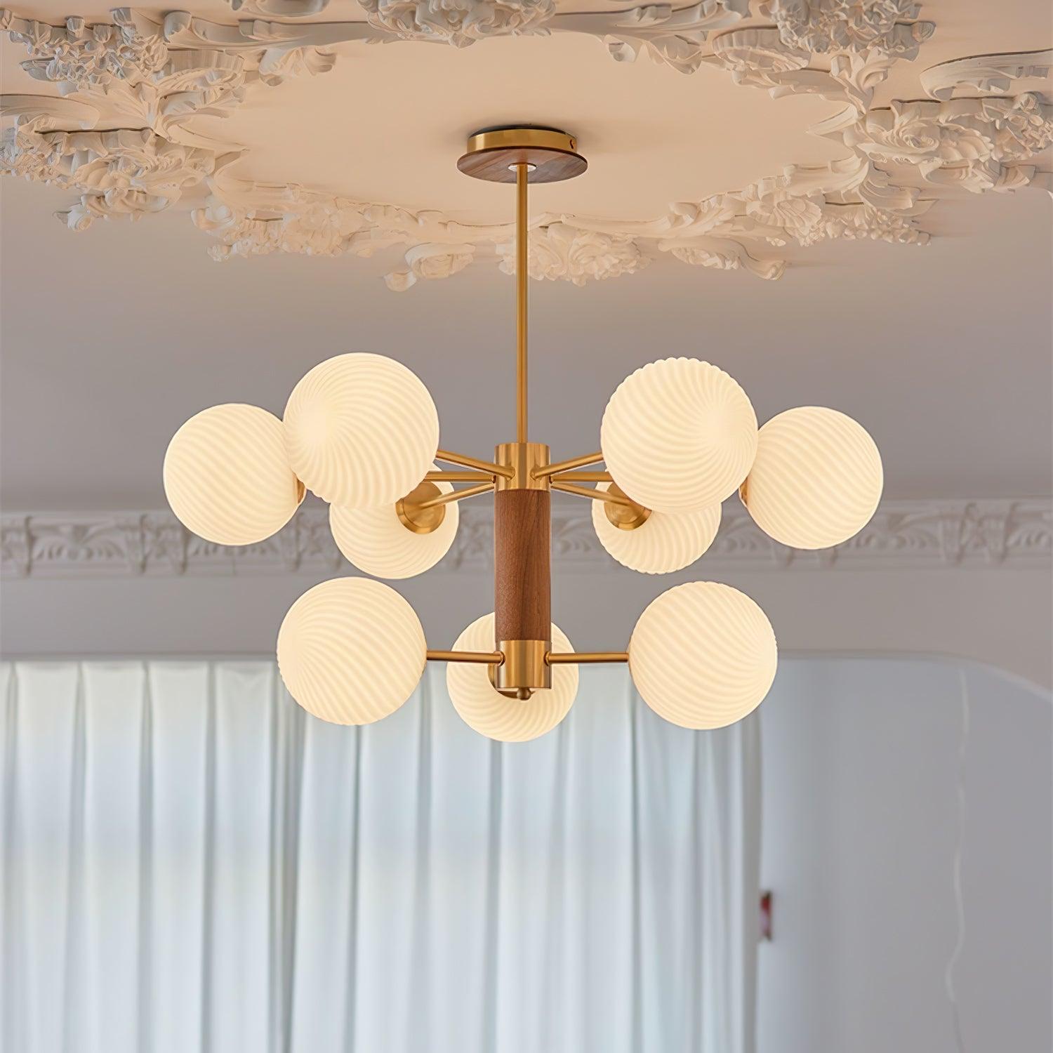 Ribbed Babble Glass Chandelier - Cueteks
