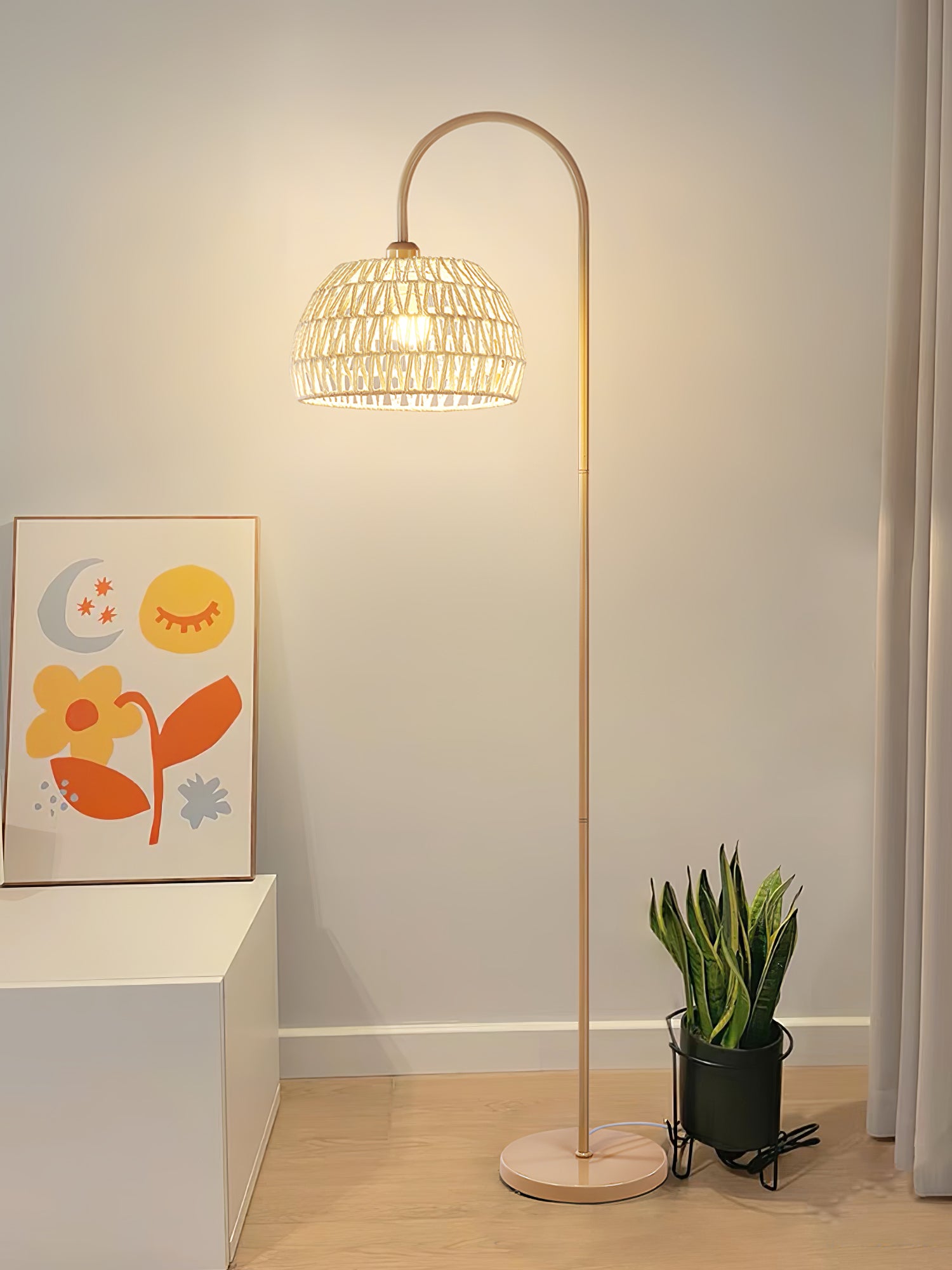 Rattan Arch Floor Lamp - Cueteks
