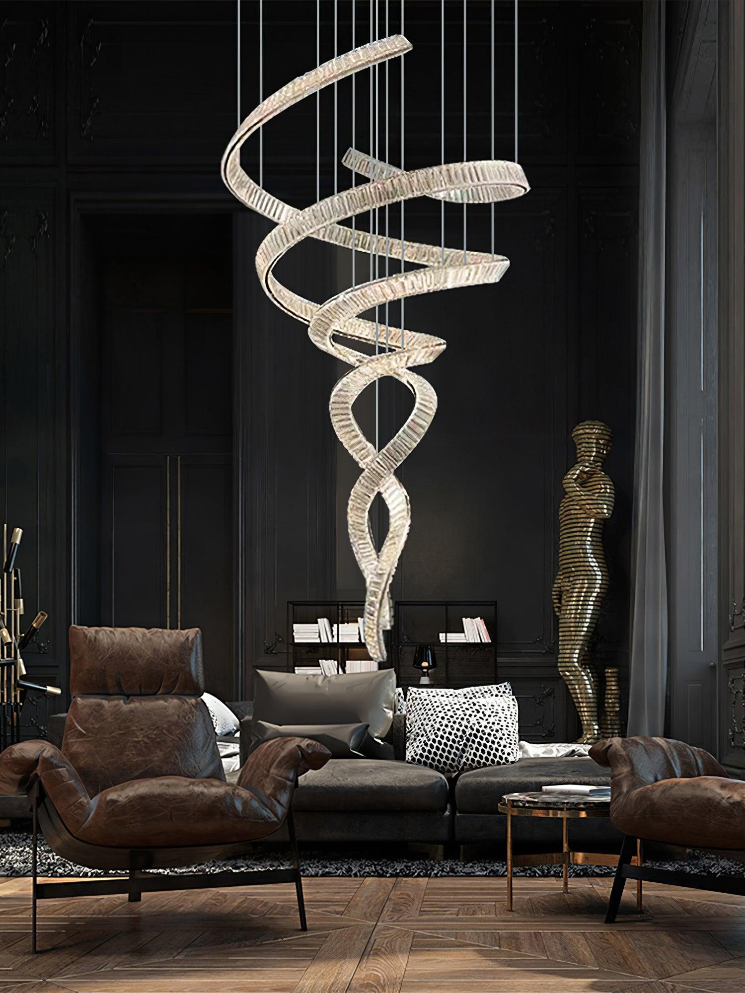 Long Spiral Crystal Chandelier - Cueteks