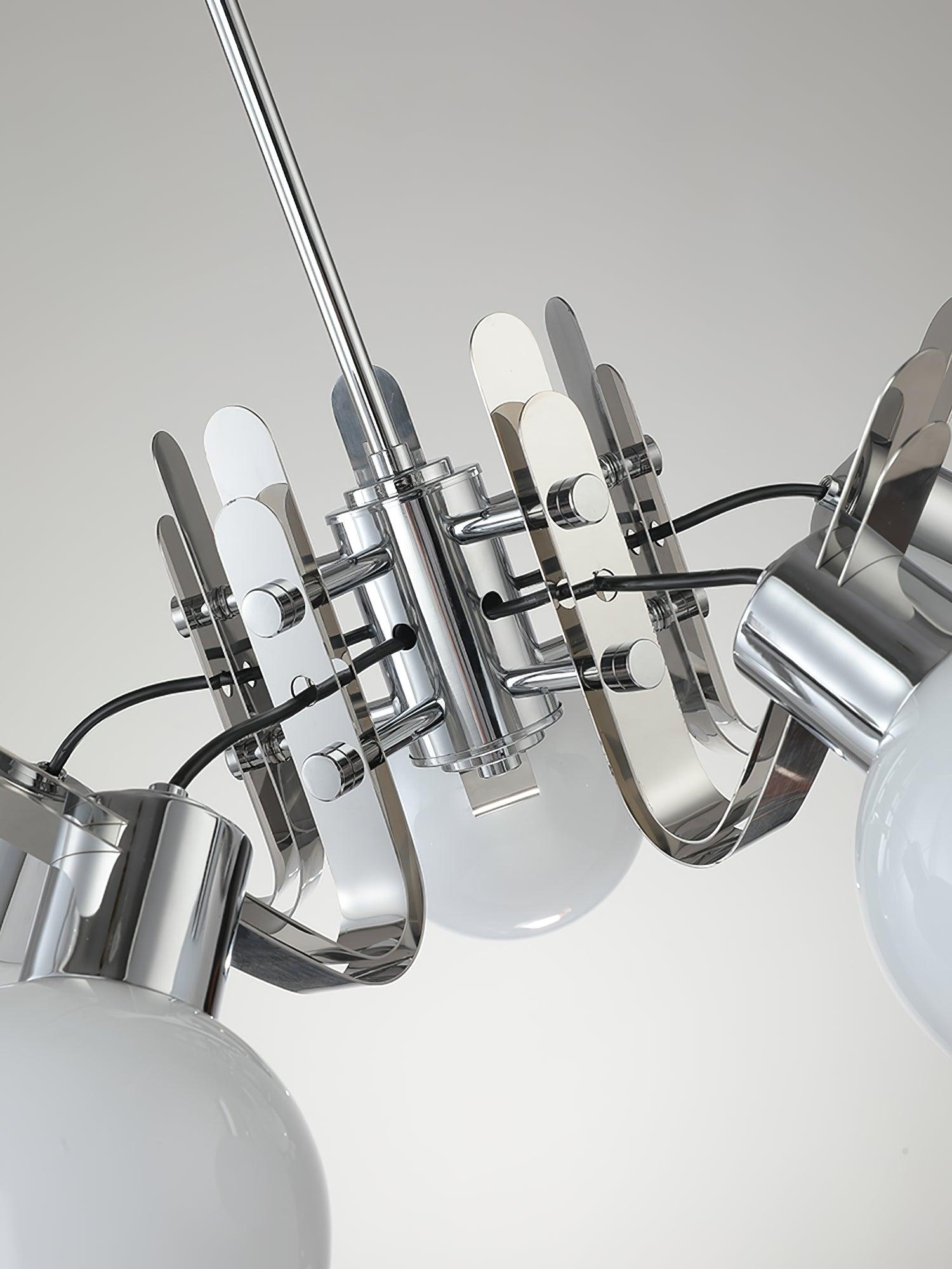 Vintage Geometrical Chrome Chandelier - Cueteks
