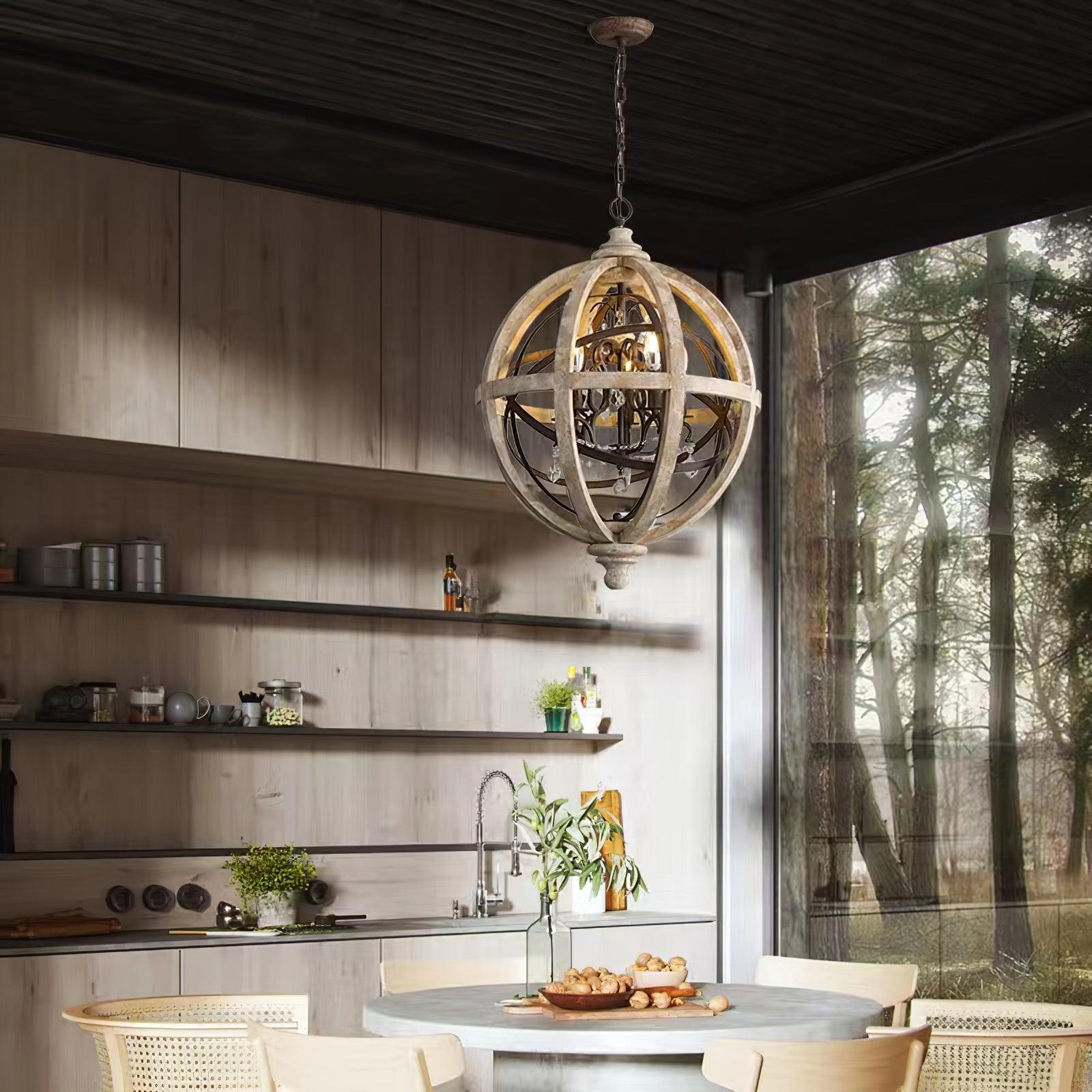 Retro Globe Weathered Chandelier - Cueteks