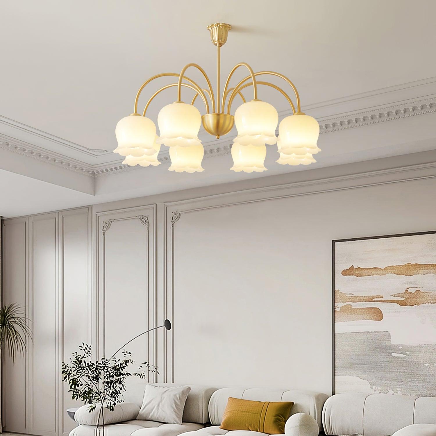 Orchids Brass Chandelier - Cueteks