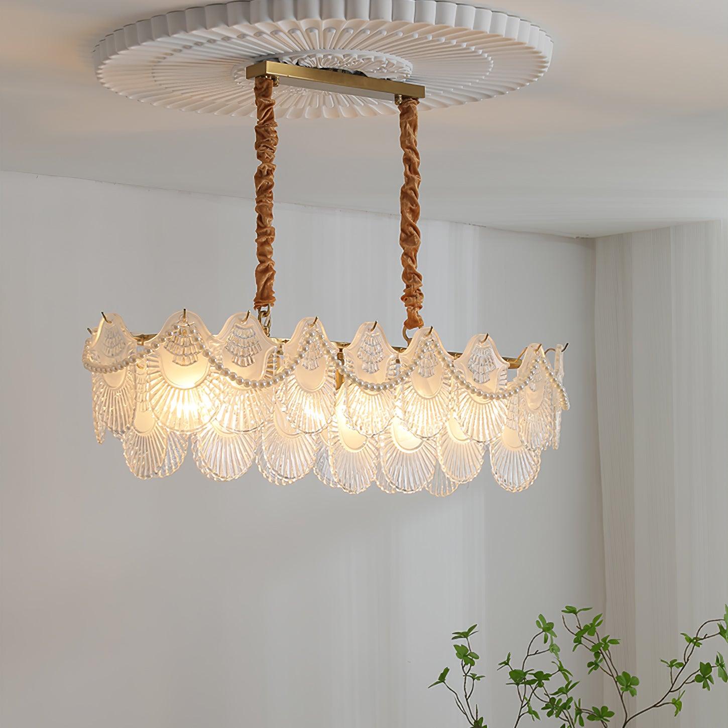 Pearl Glass Shell Chandelier - Cueteks