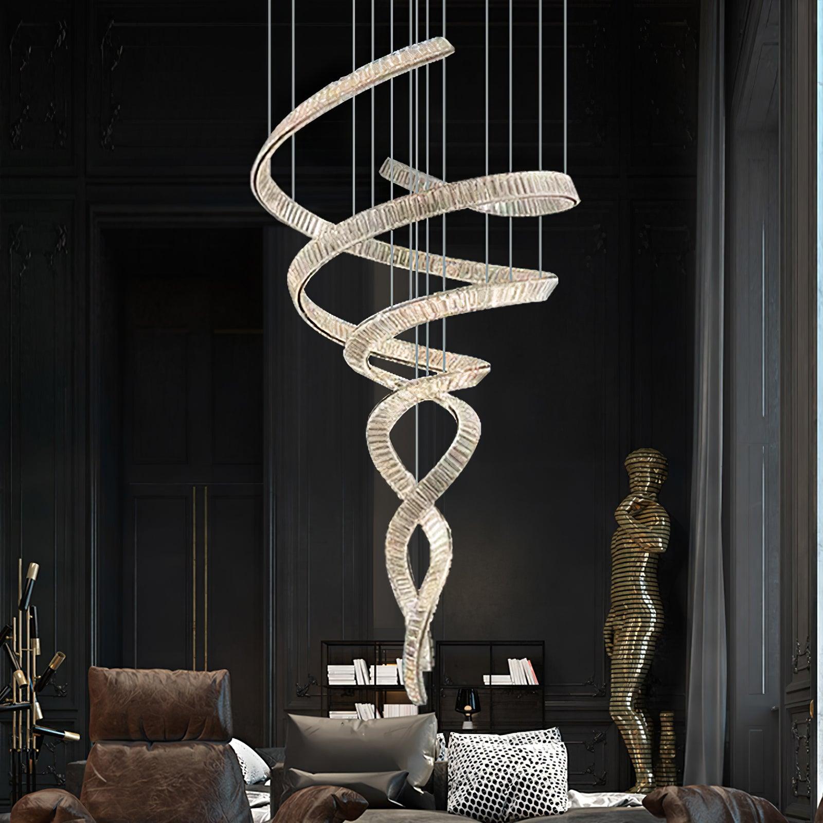 Long Spiral Crystal Chandelier - Cueteks