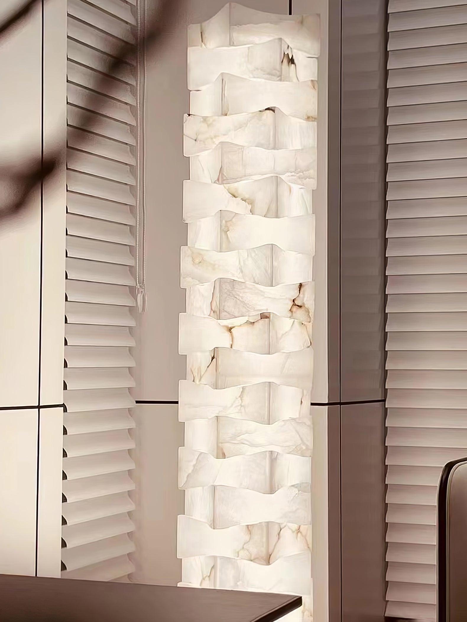 Stacked Alabaster Squares Floor Lamp - Cueteks