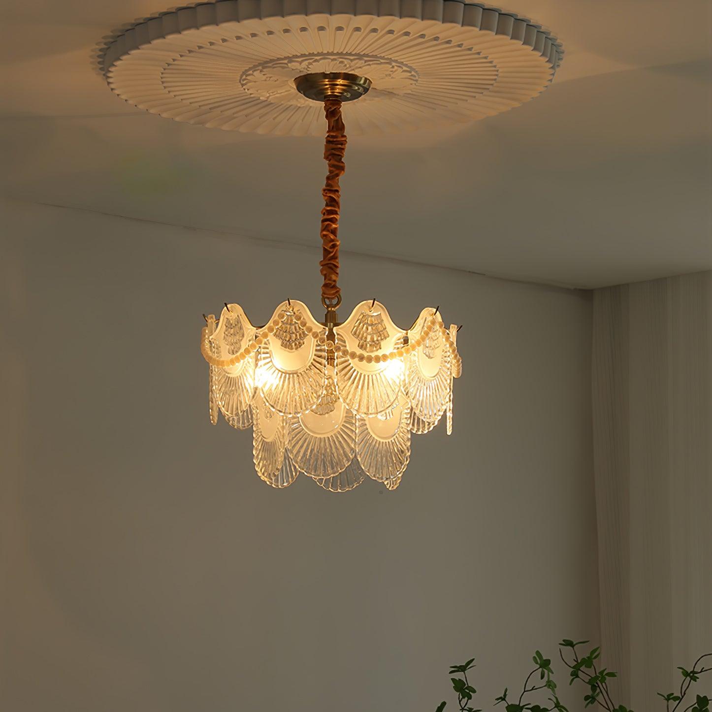 Pearl Glass Shell Chandelier - Cueteks